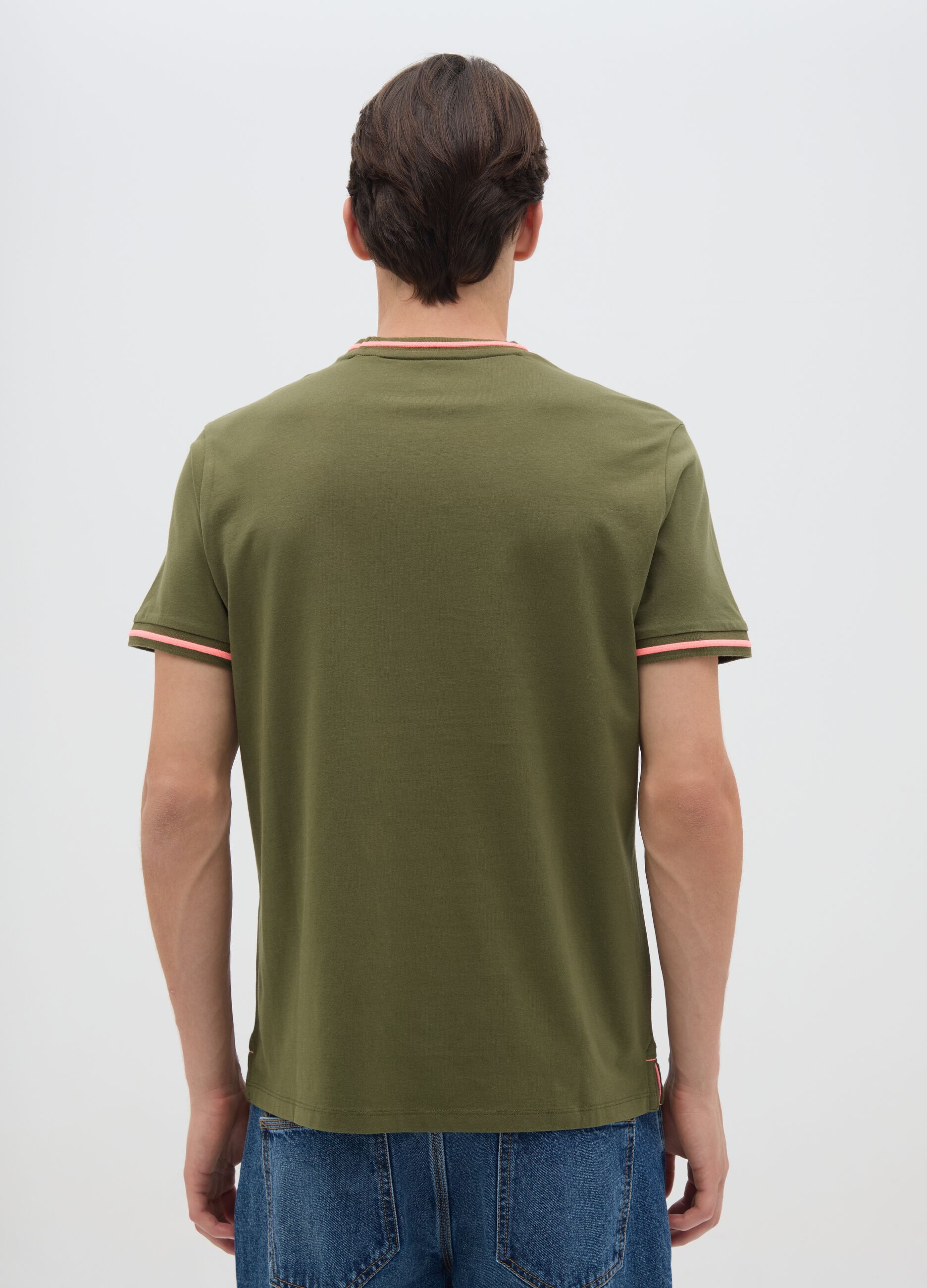 Men's green pure cotton regular fit T-shirt