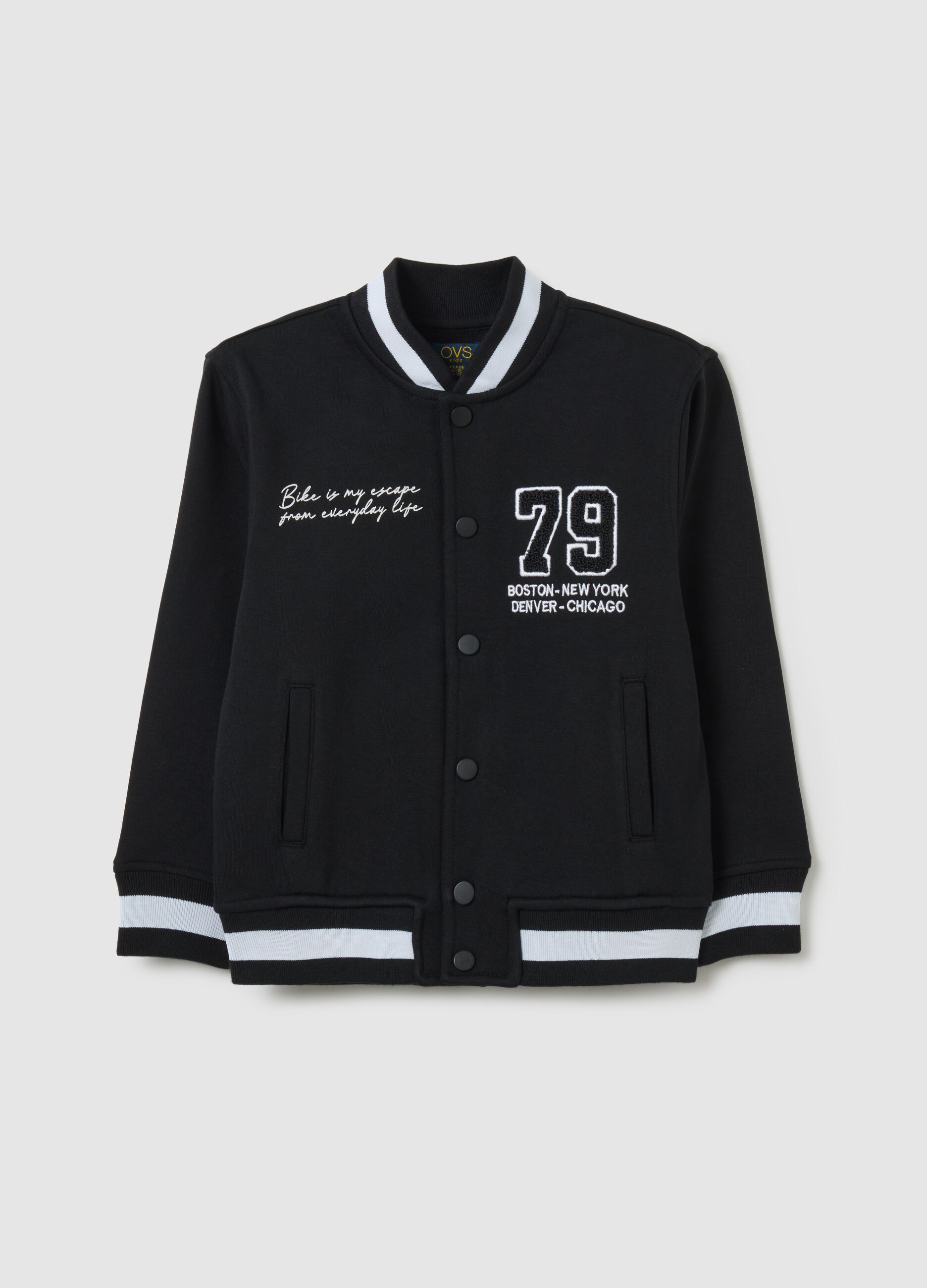 Children's black regular fit cotton blend sweatshirt