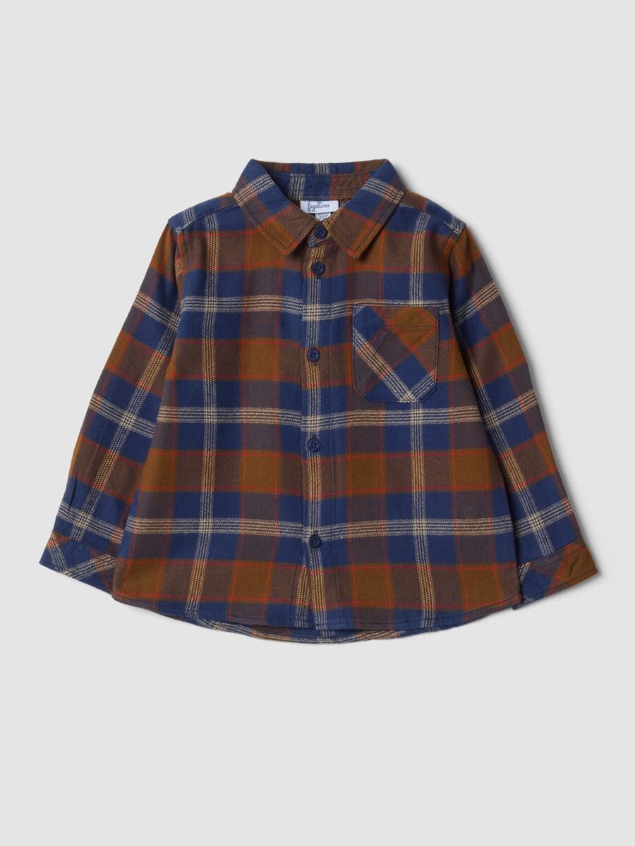 Blue checked pure cotton shirt_0
