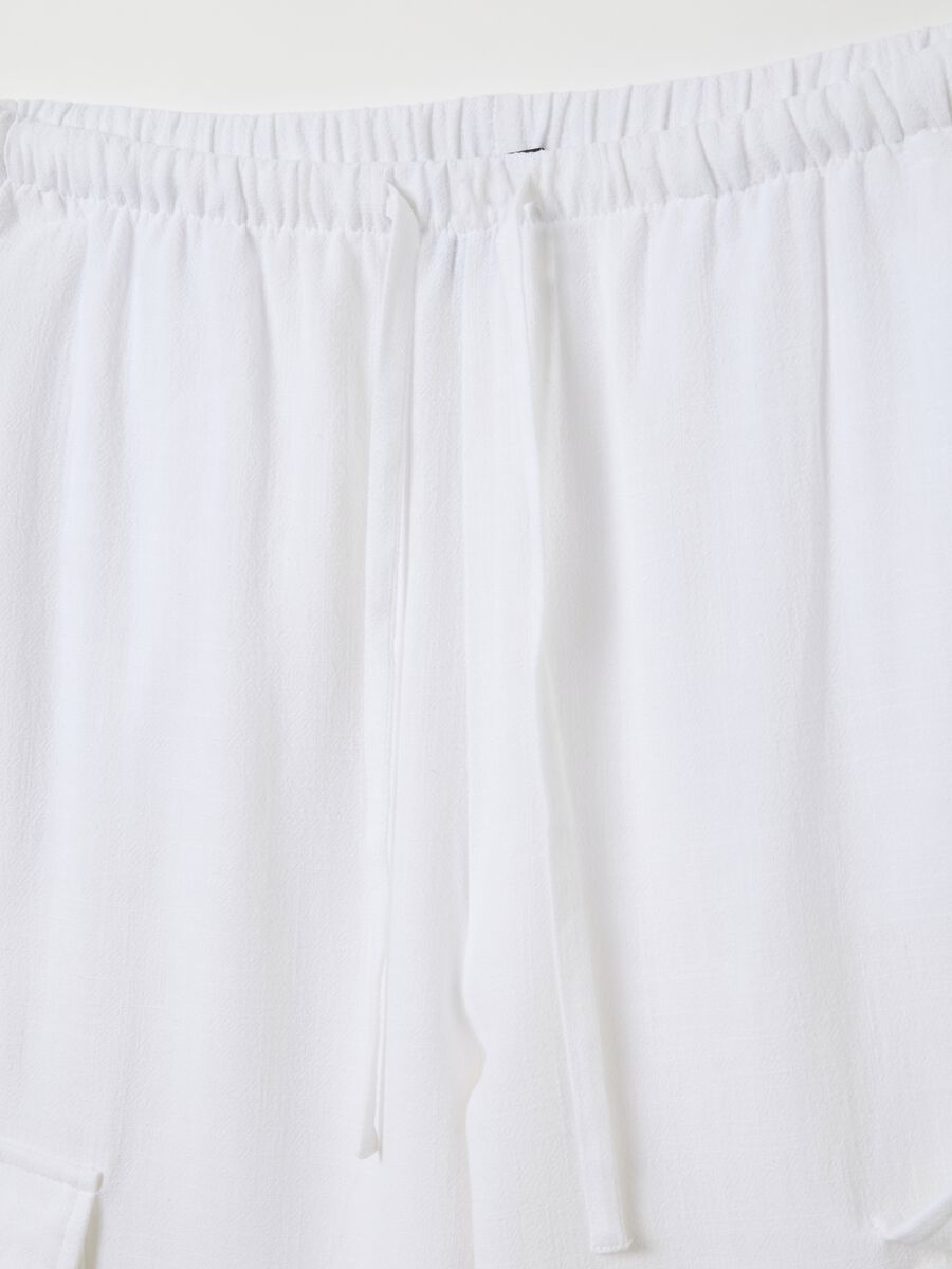 Cargo Linen Wide Leg Pants White_6