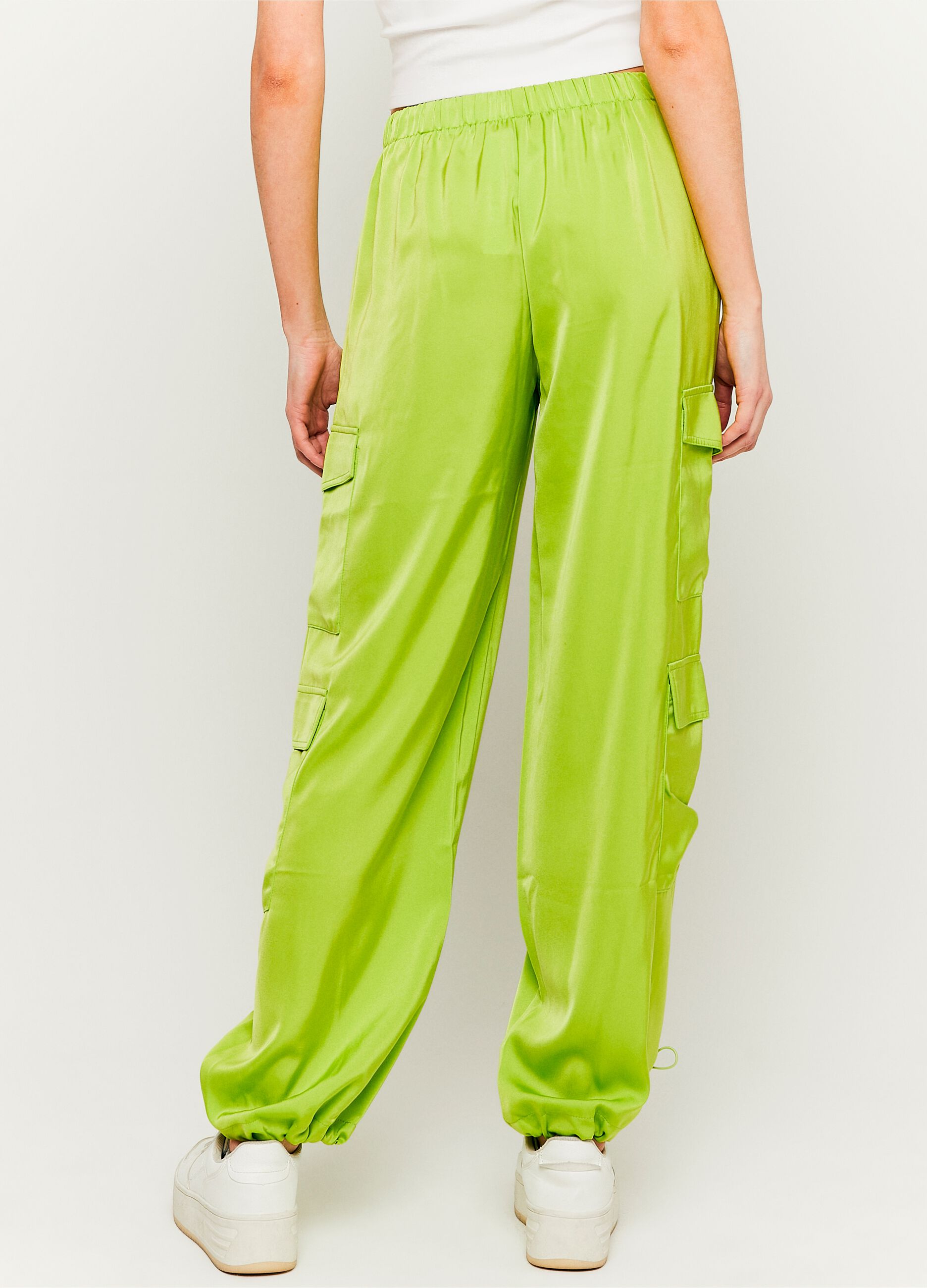 Satin-effect cargo joggers