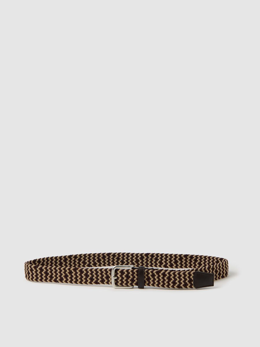 Brown and beige woven belt_0