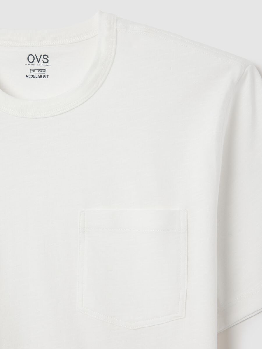 Men's white pure cotton T-shirt regular fit with pocket_1