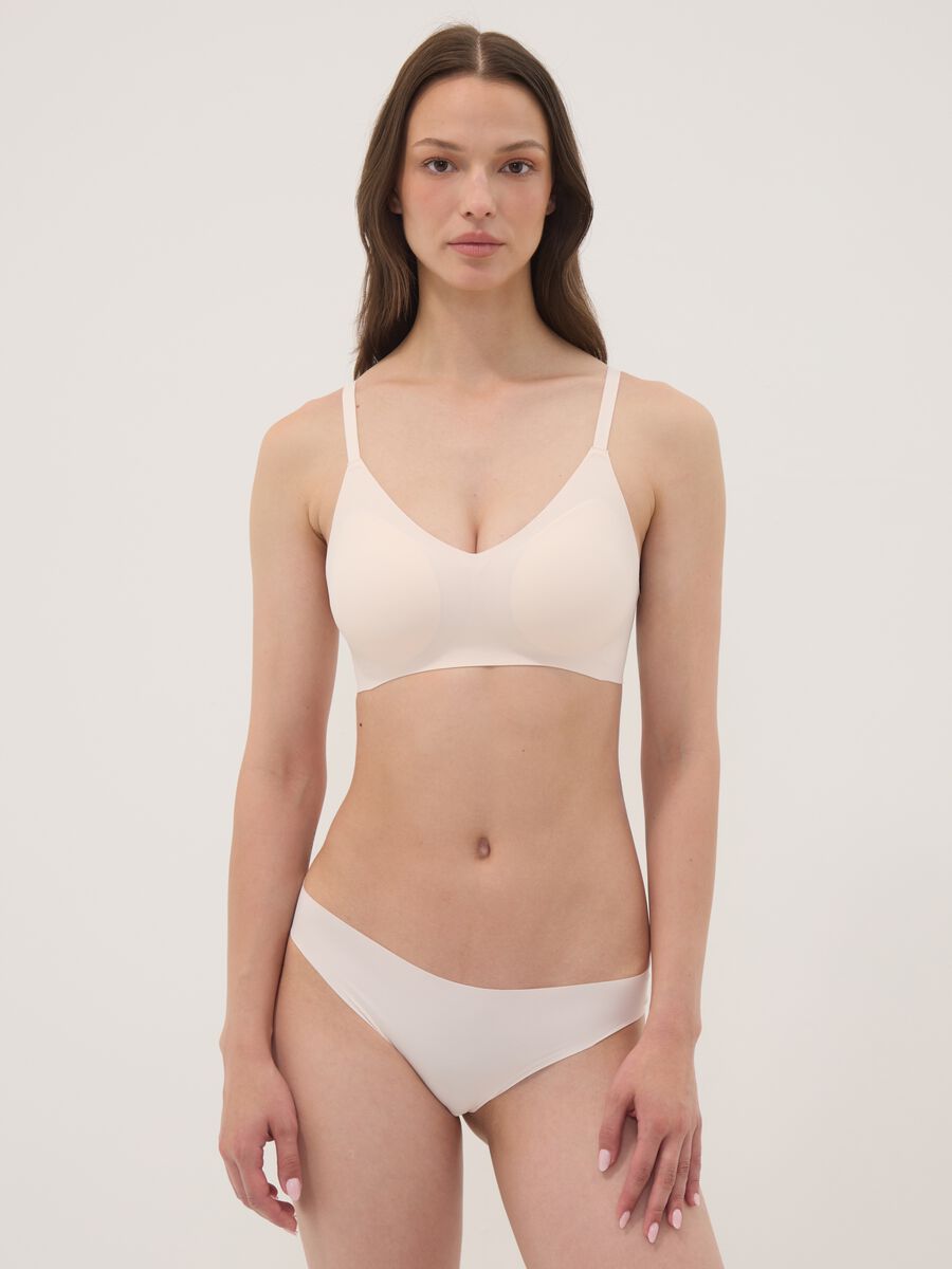 Pink stretch-fabric bra with removable padding_1