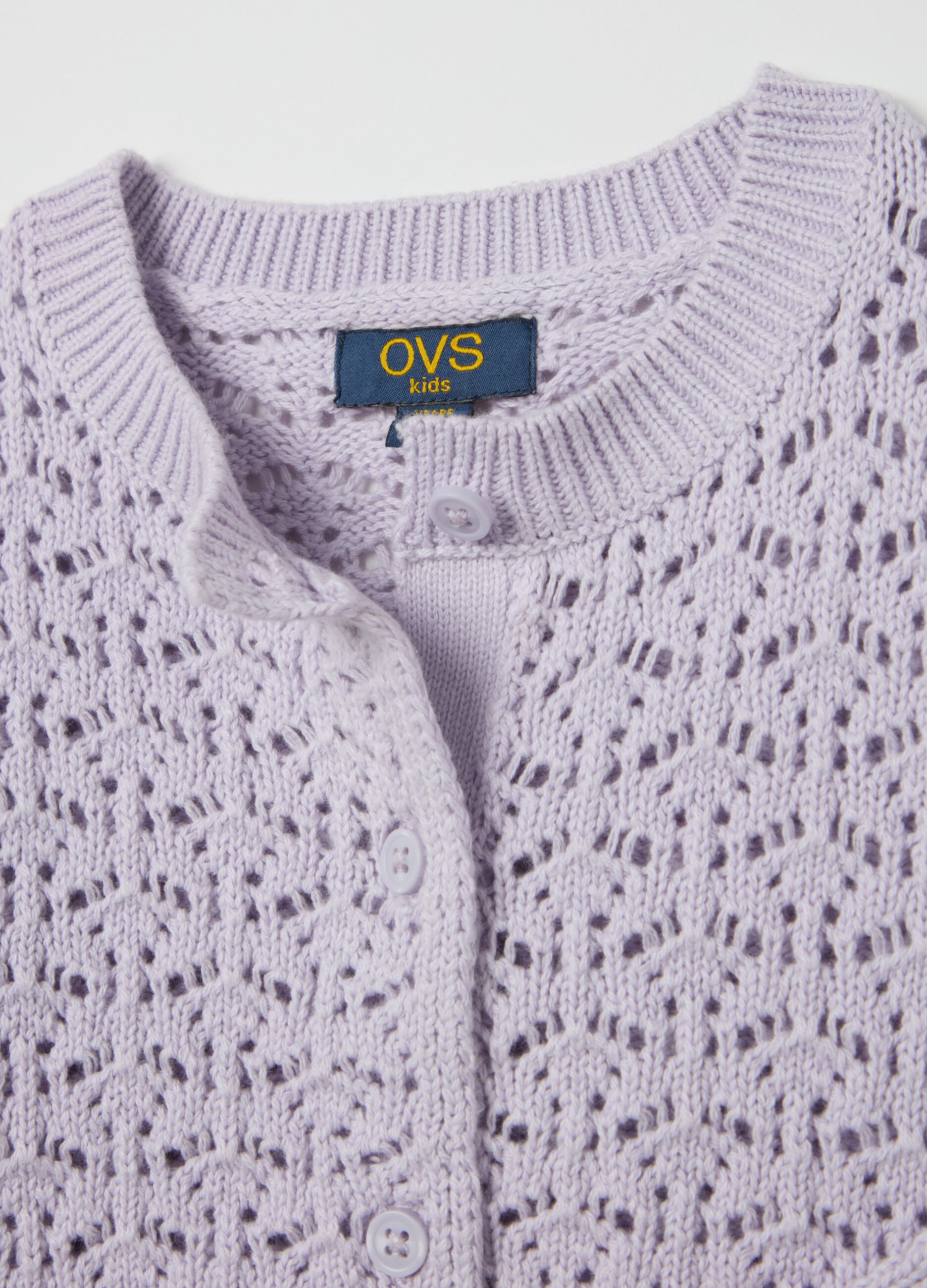 Cotton cardigan with openwork motif