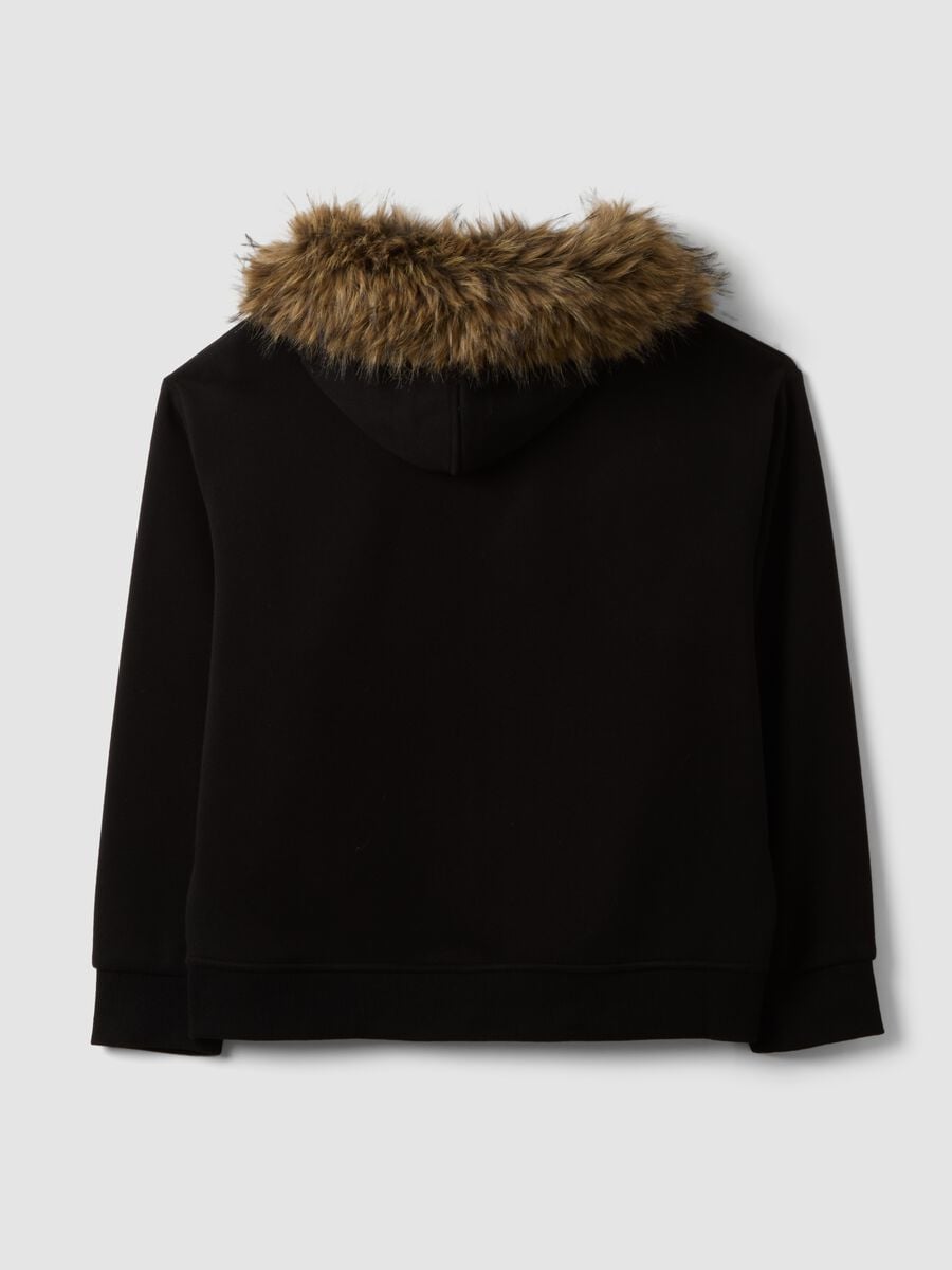 Felpa nera in tessuto elasticizzato con girocollo relaxed fit_2