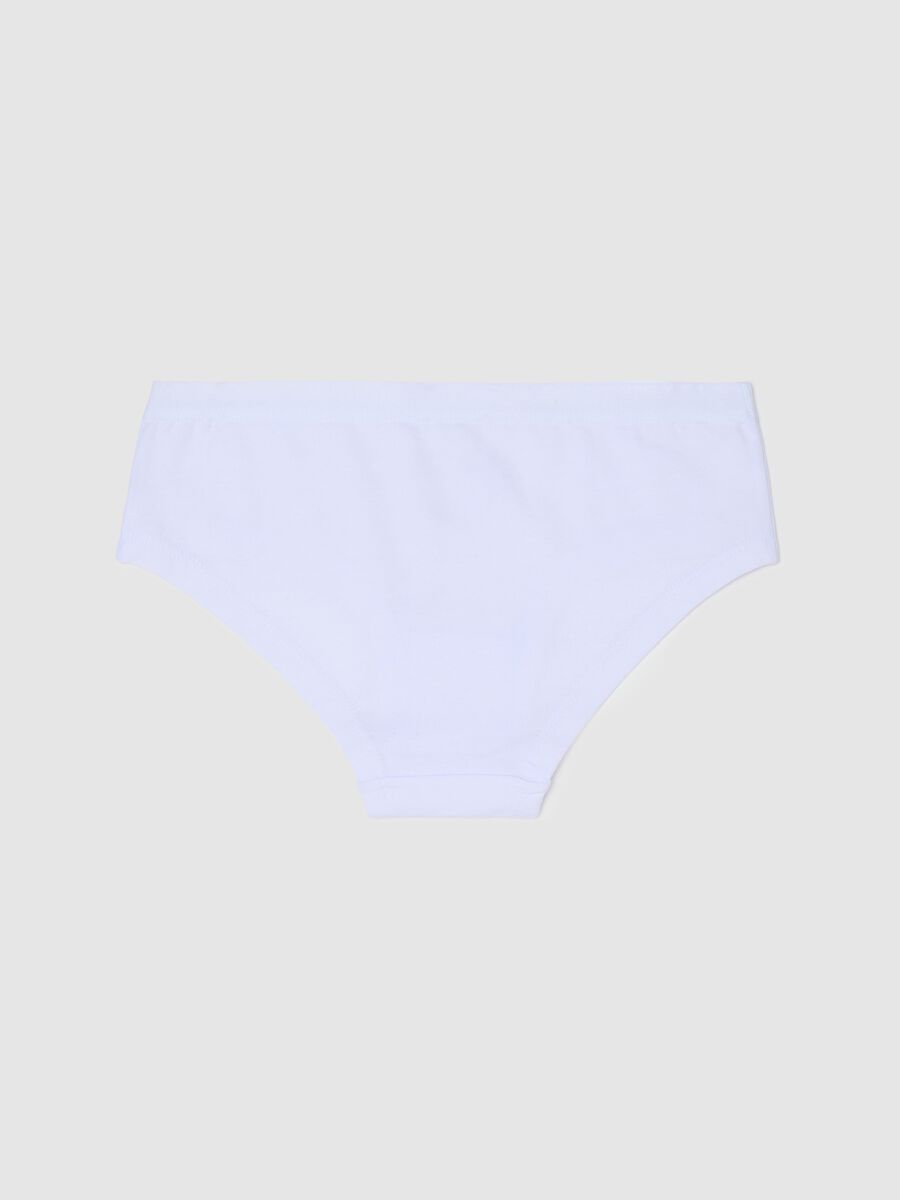Girls' white cotton regular fit knickers with rhinestone bow_1