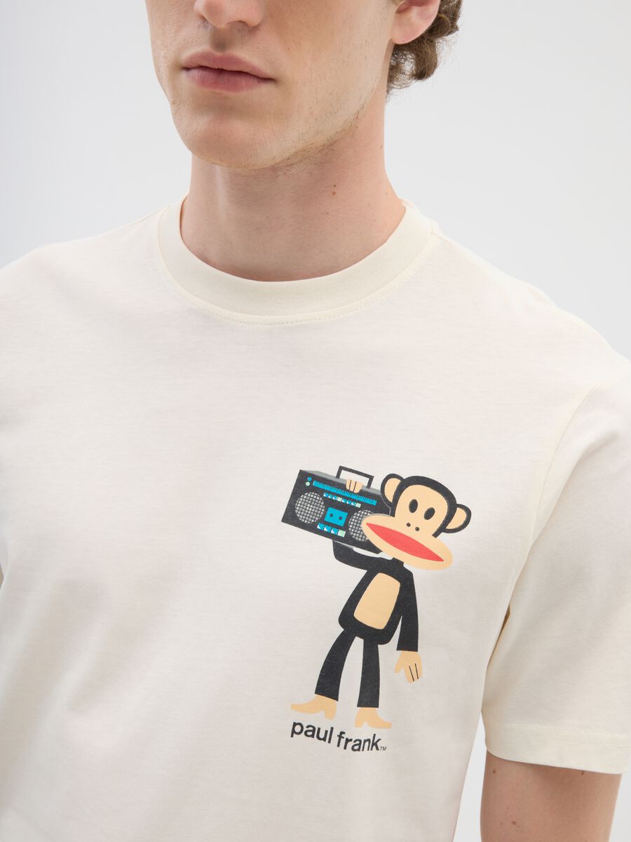 Regular fit short sleeve beige T-shirt in pure cotton_3