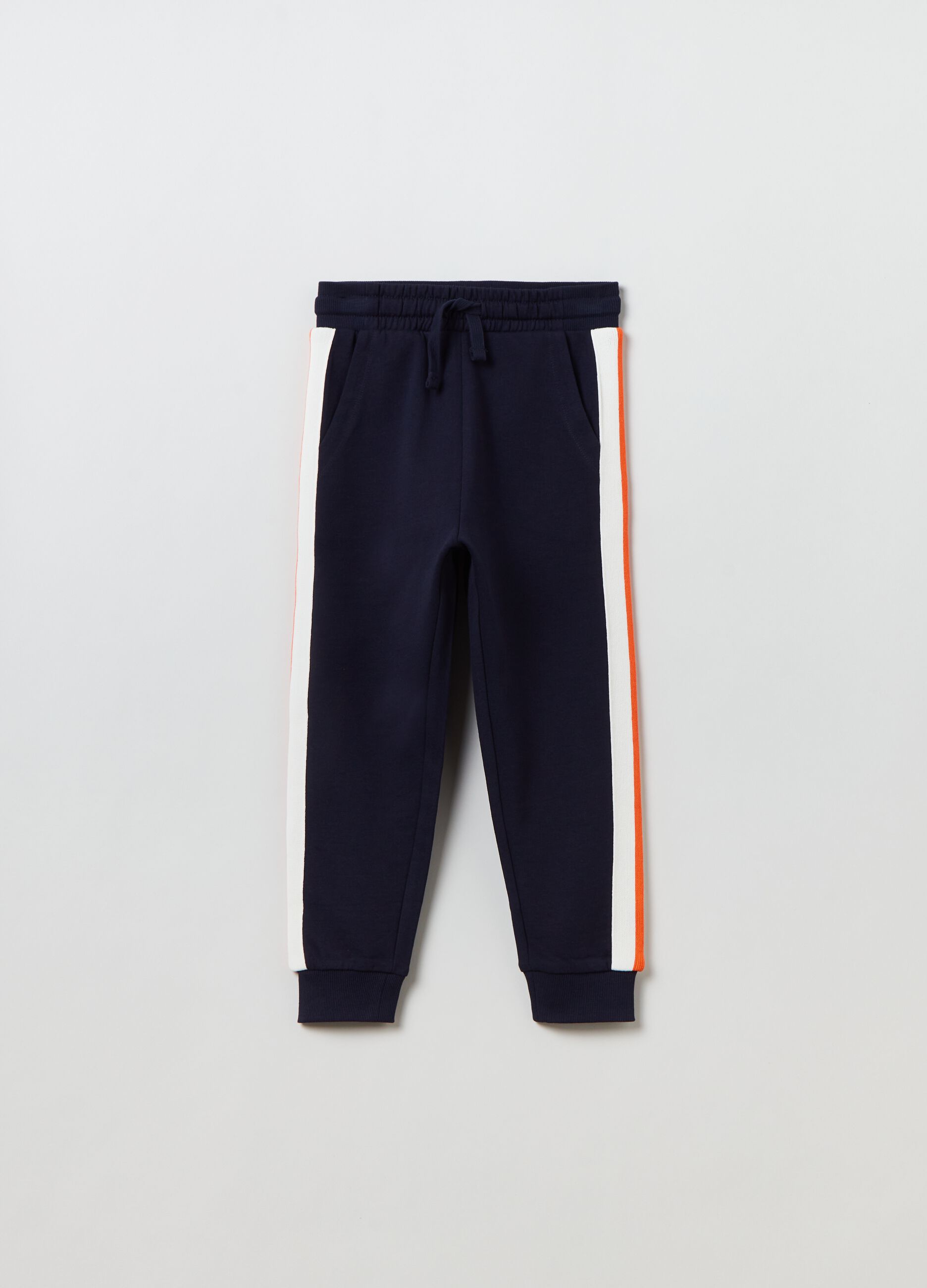 Joggers con coulisse e bande a contrasto_0