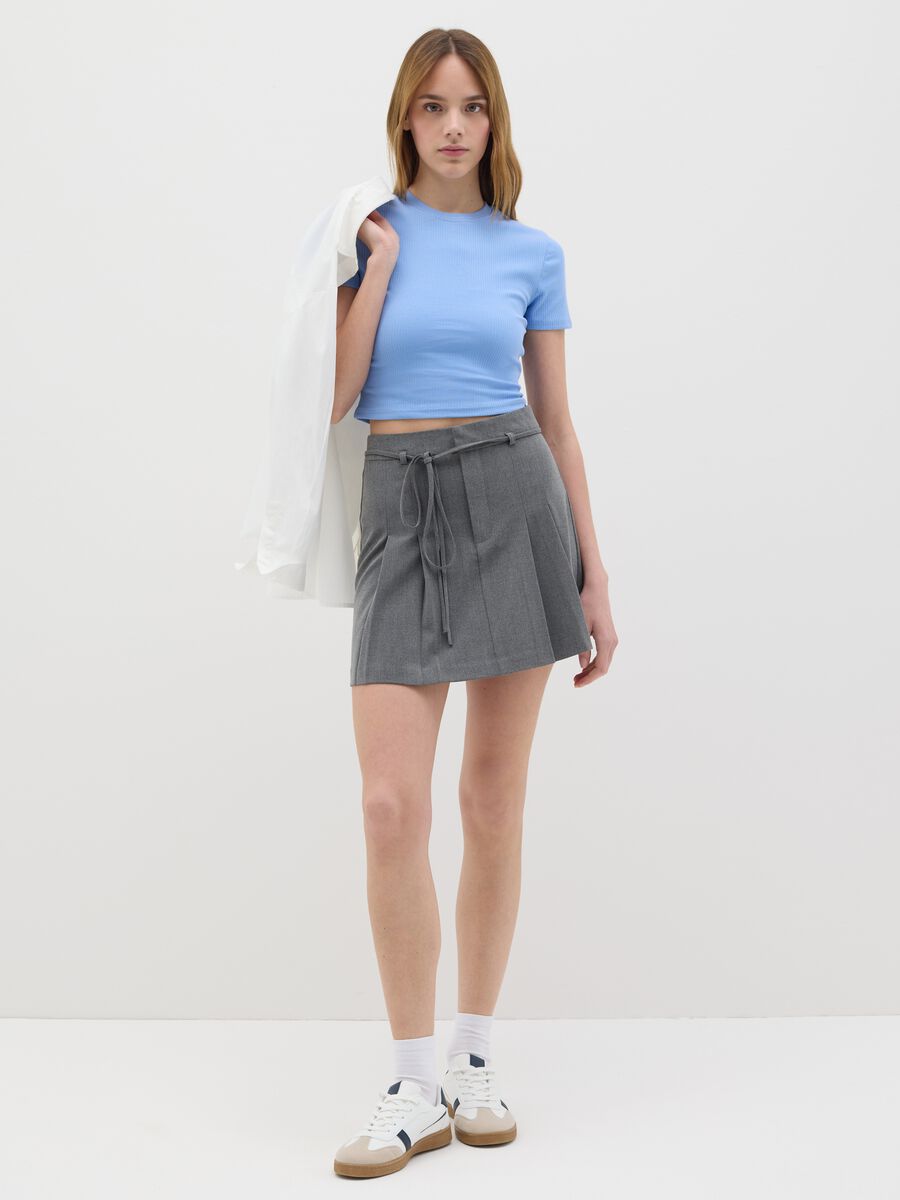 Women’s light blue fitted T-shirt in stretch cotton_1