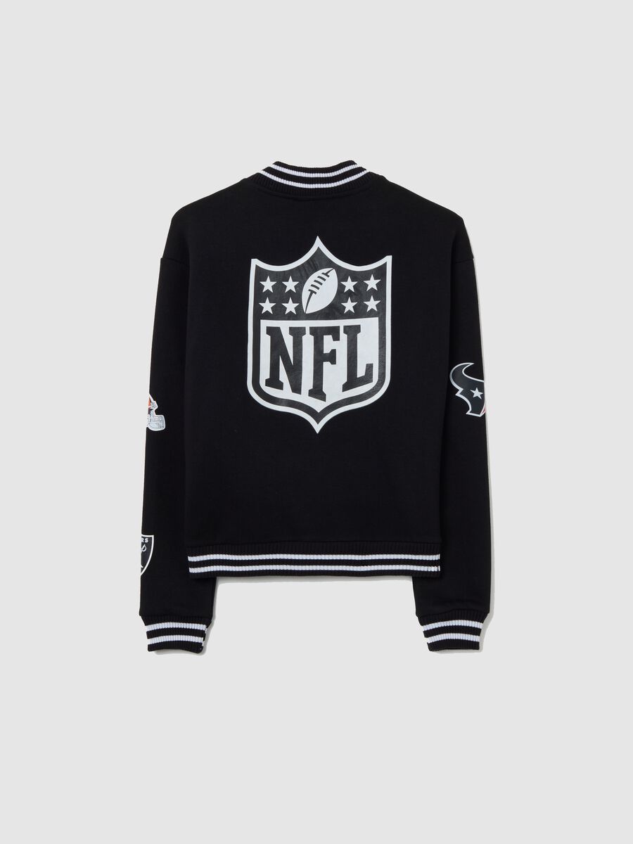 Felpa da bambino in misto cotone nero regular fit con loghi NFL_1
