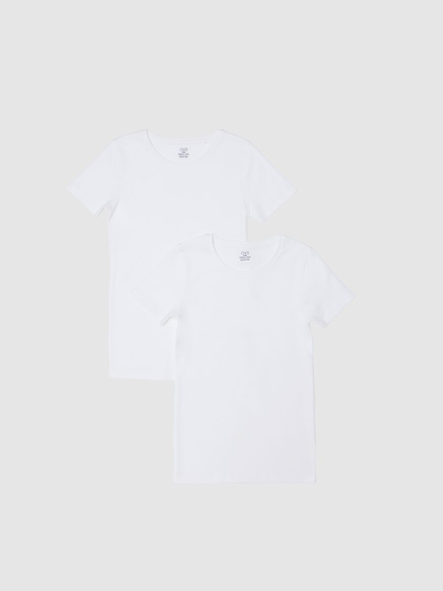 Girls' pure cotton white t-shirt twin pack in regular fit_0