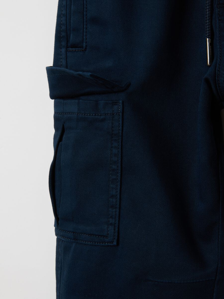 Children's blue stretch cotton trousers_3