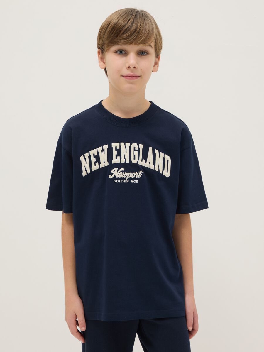 Boys' blue pure cotton T-shirt relaxed fit with print_0