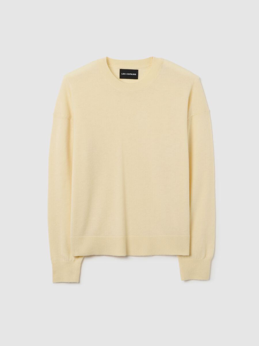 Regular fit pure wool yellow jumper_4