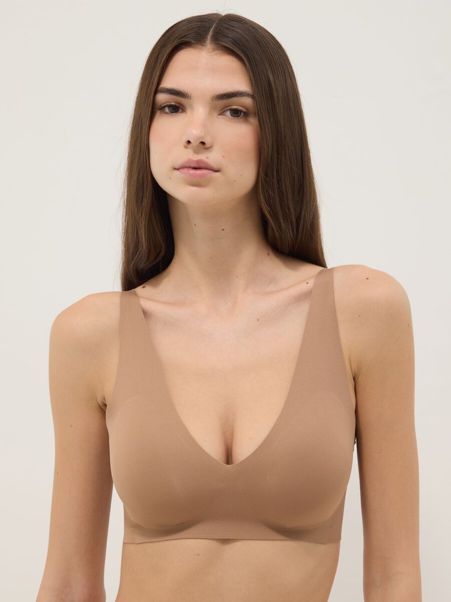 Beige Bra with Removable Padding_0