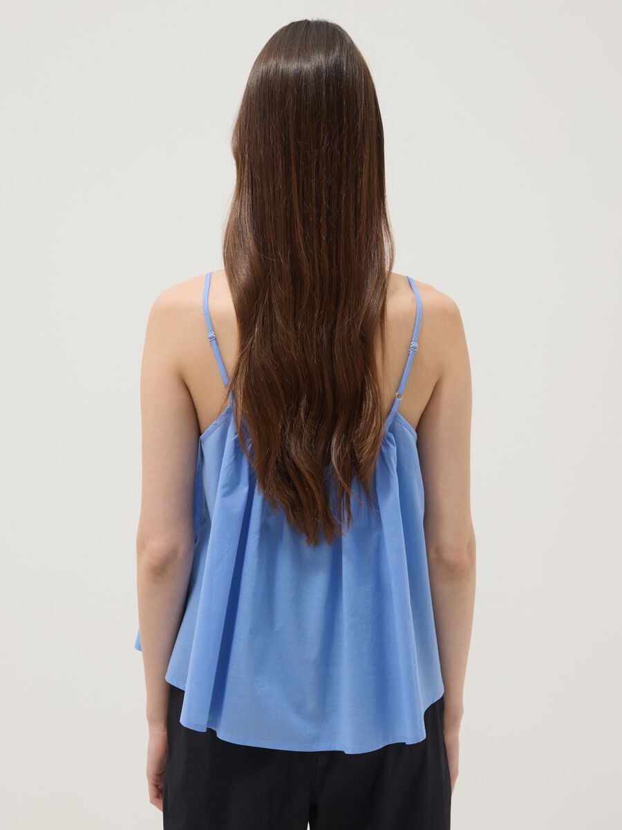 Blue pure cotton camisole with thin straps_3