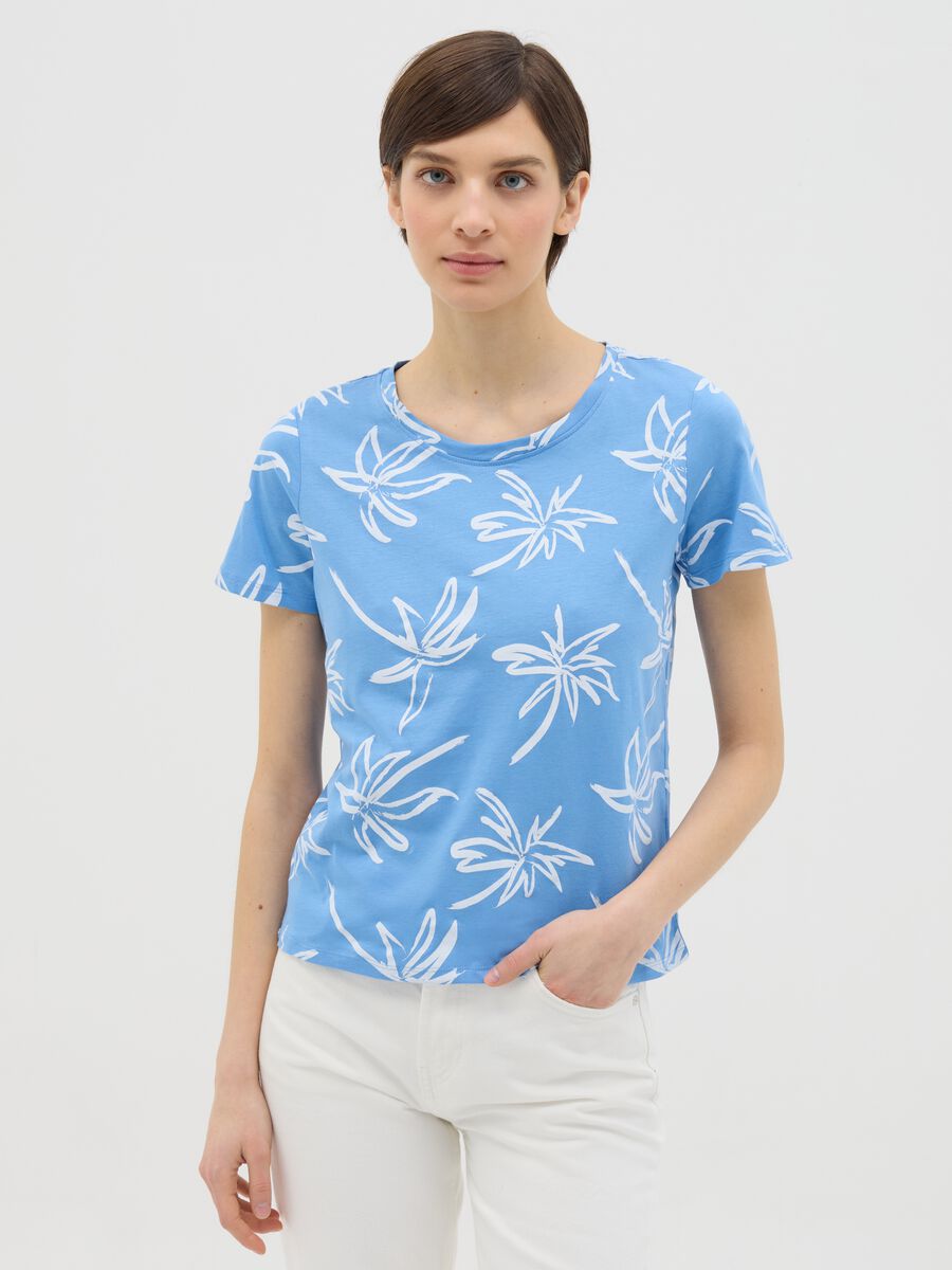Light blue T-shirt with floral print_0