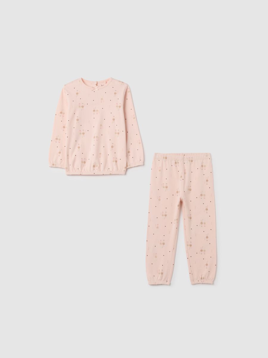 Girls' pink pure cotton regular fit pyjamas_0