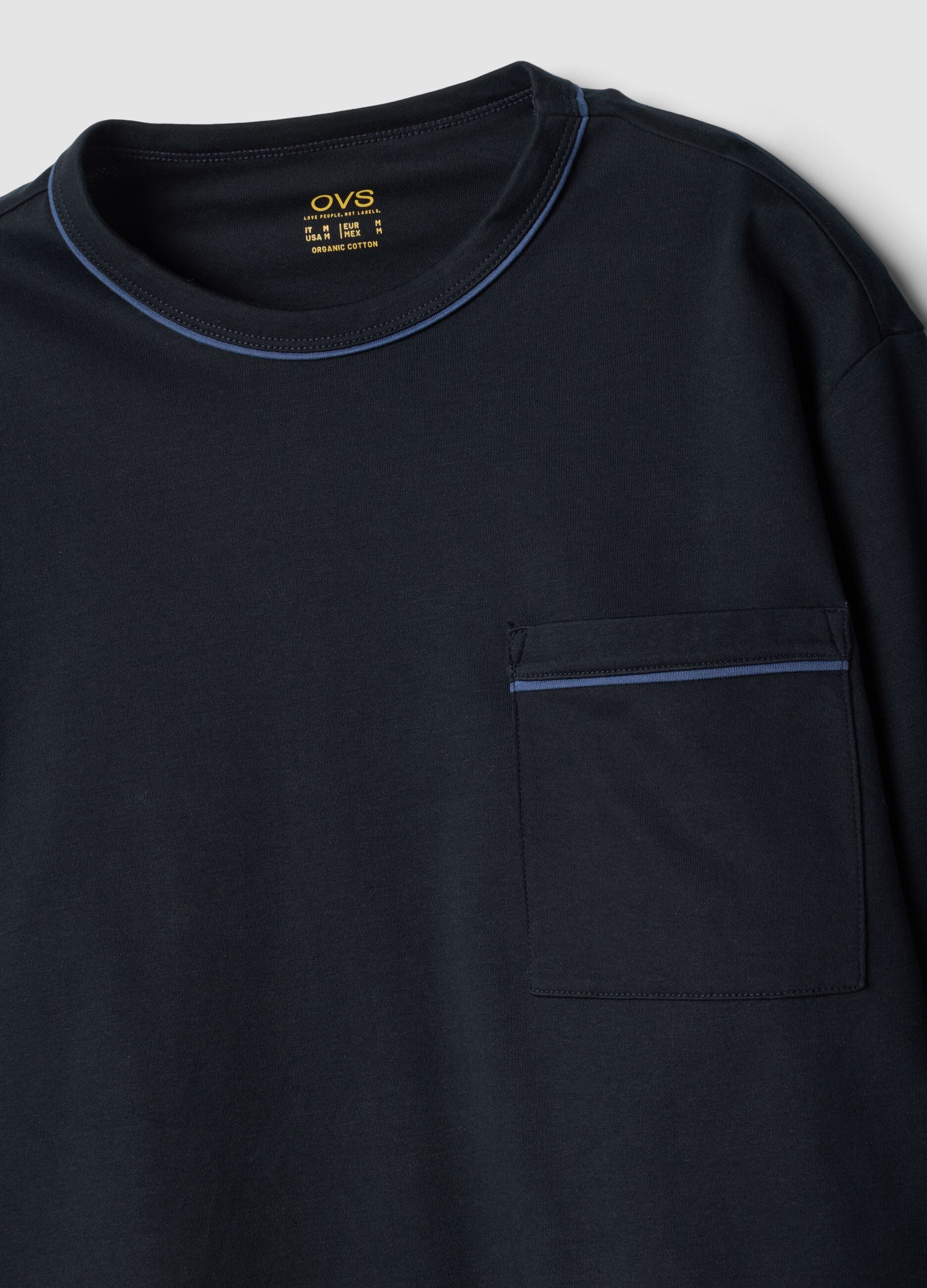 Blue pure organic cotton crew-neck pyjamas