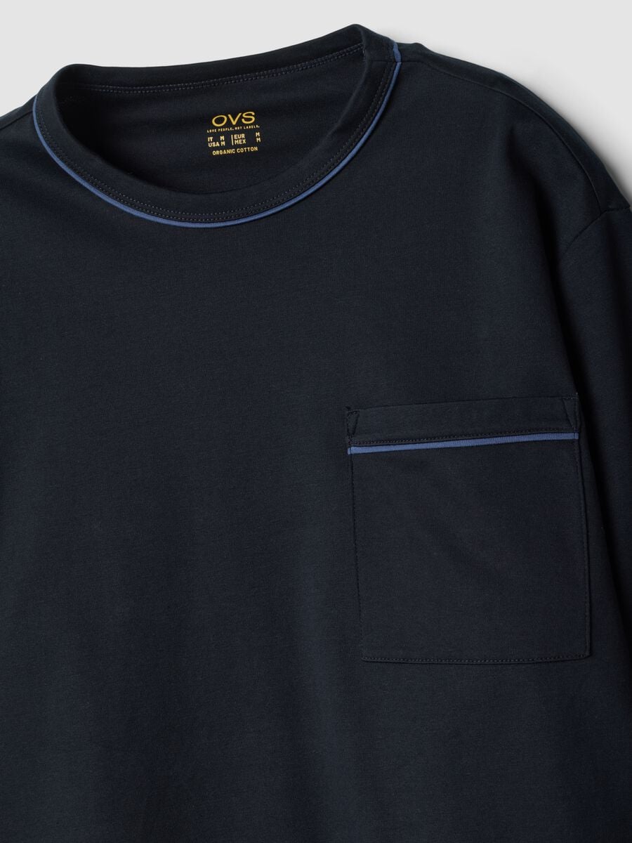 Blue pure organic cotton crew-neck pyjamas_1