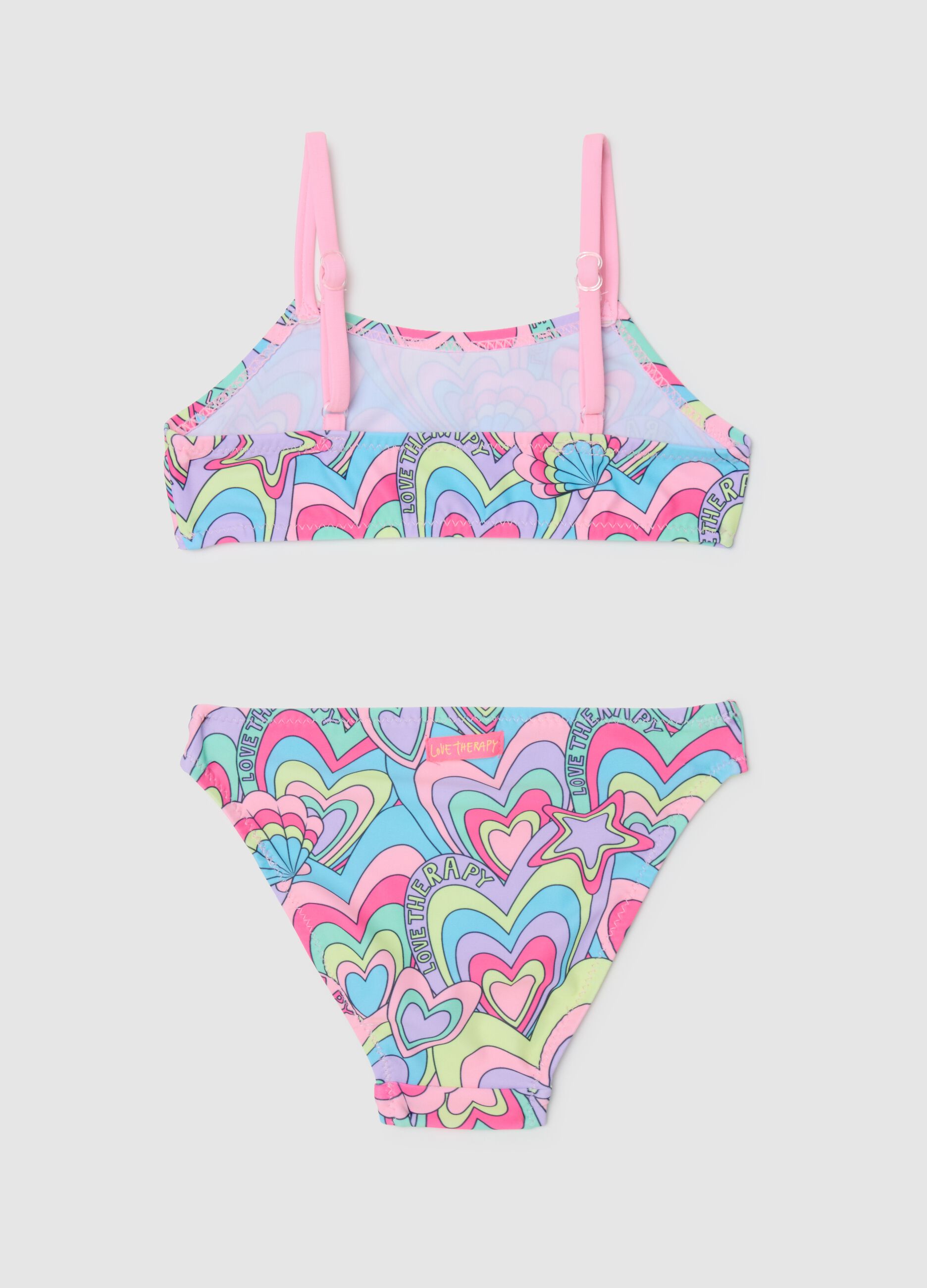 Bikini da bambina in misto elasticizzato multicolor