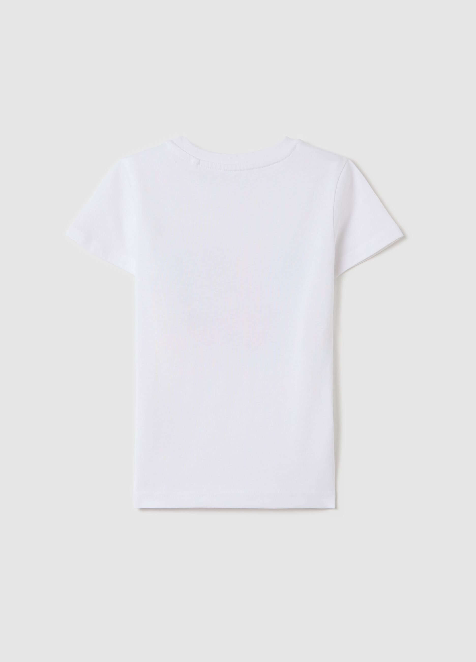 White cotton T-shirt with print