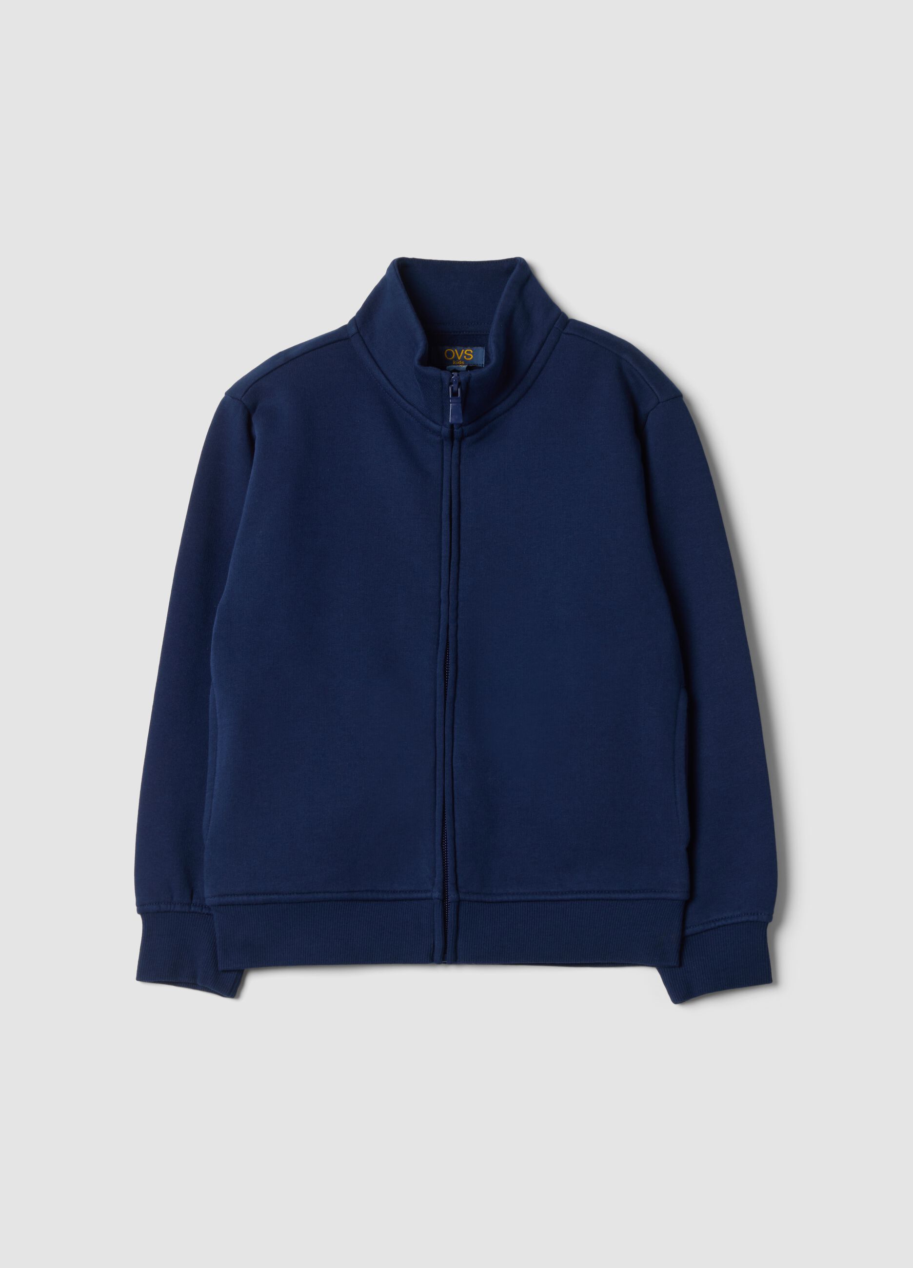 Felpa blu in puro cotone organico con colletto