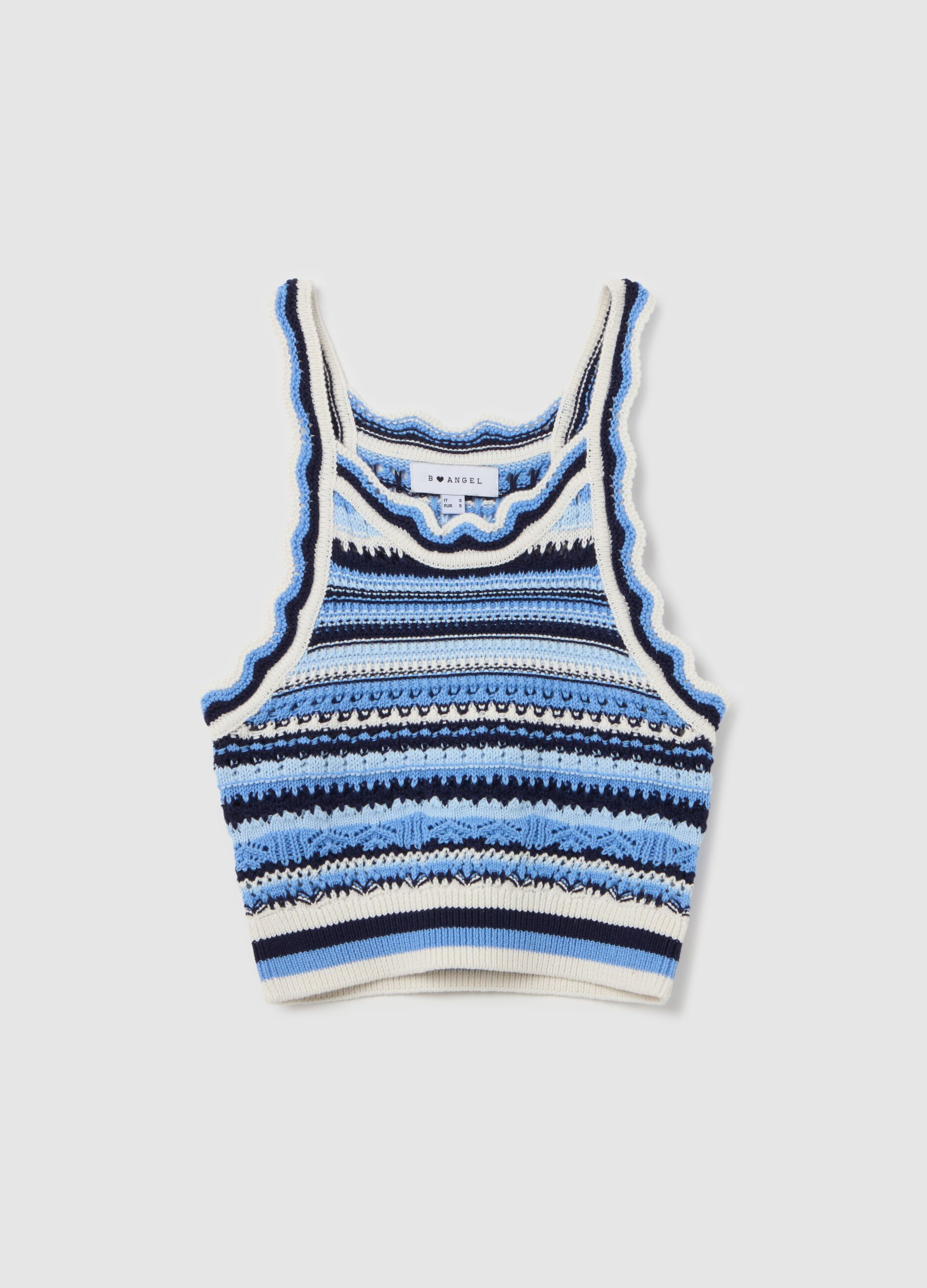 Cropped tank top in multicoloured crochet