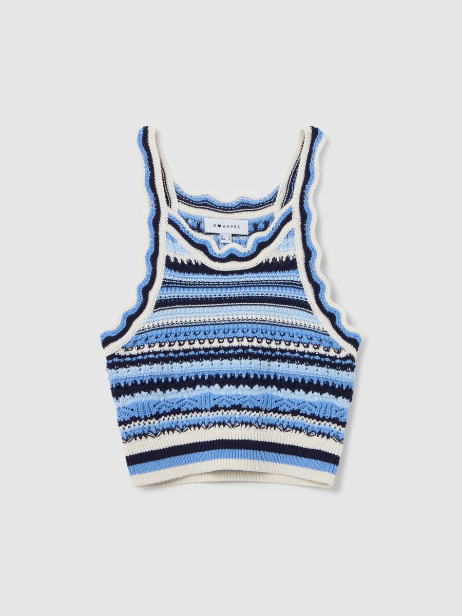 Cropped tank top in multicoloured crochet_4