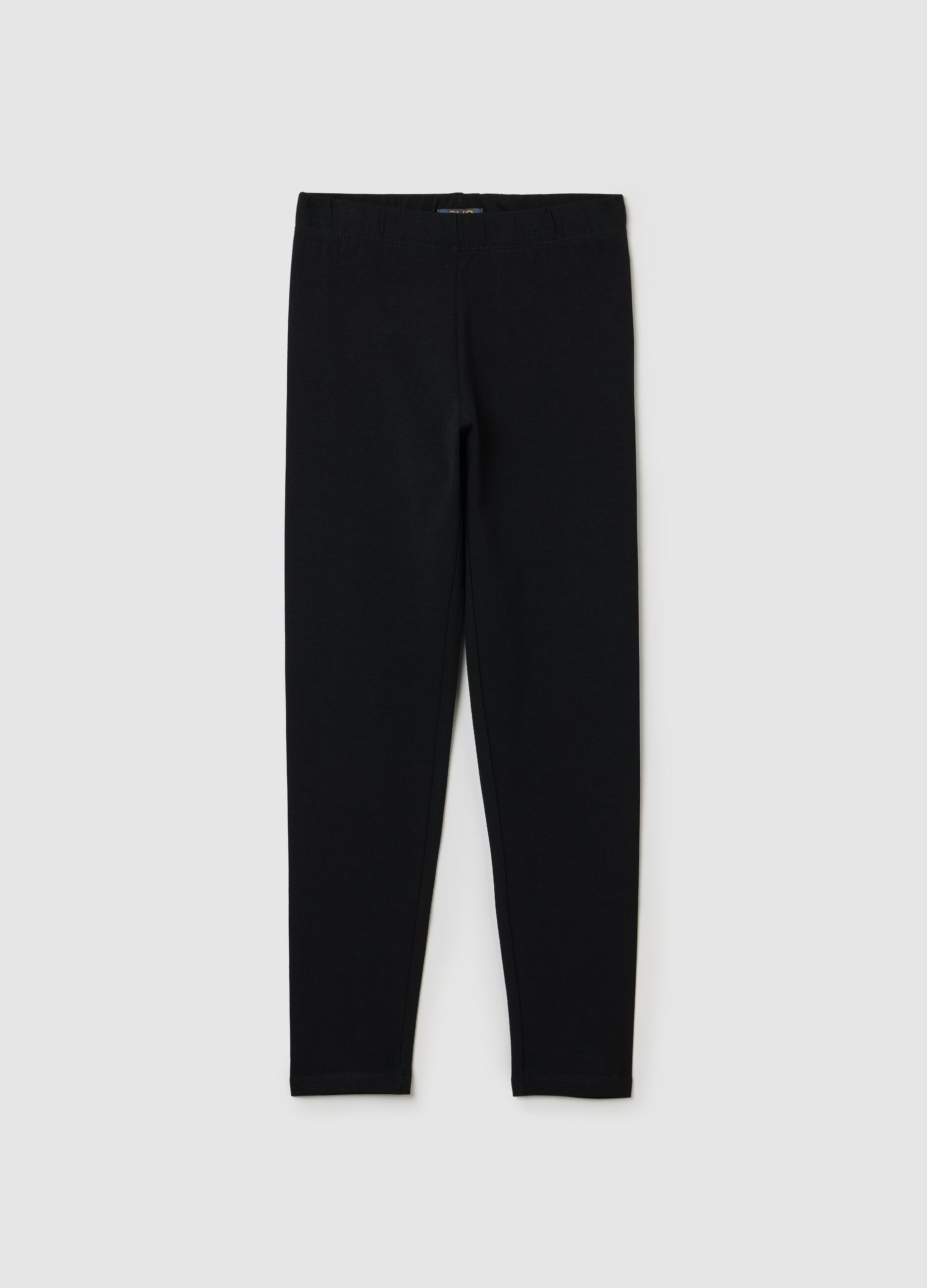 Leggings da ragazza in cotone elasticizzato nero regular fit