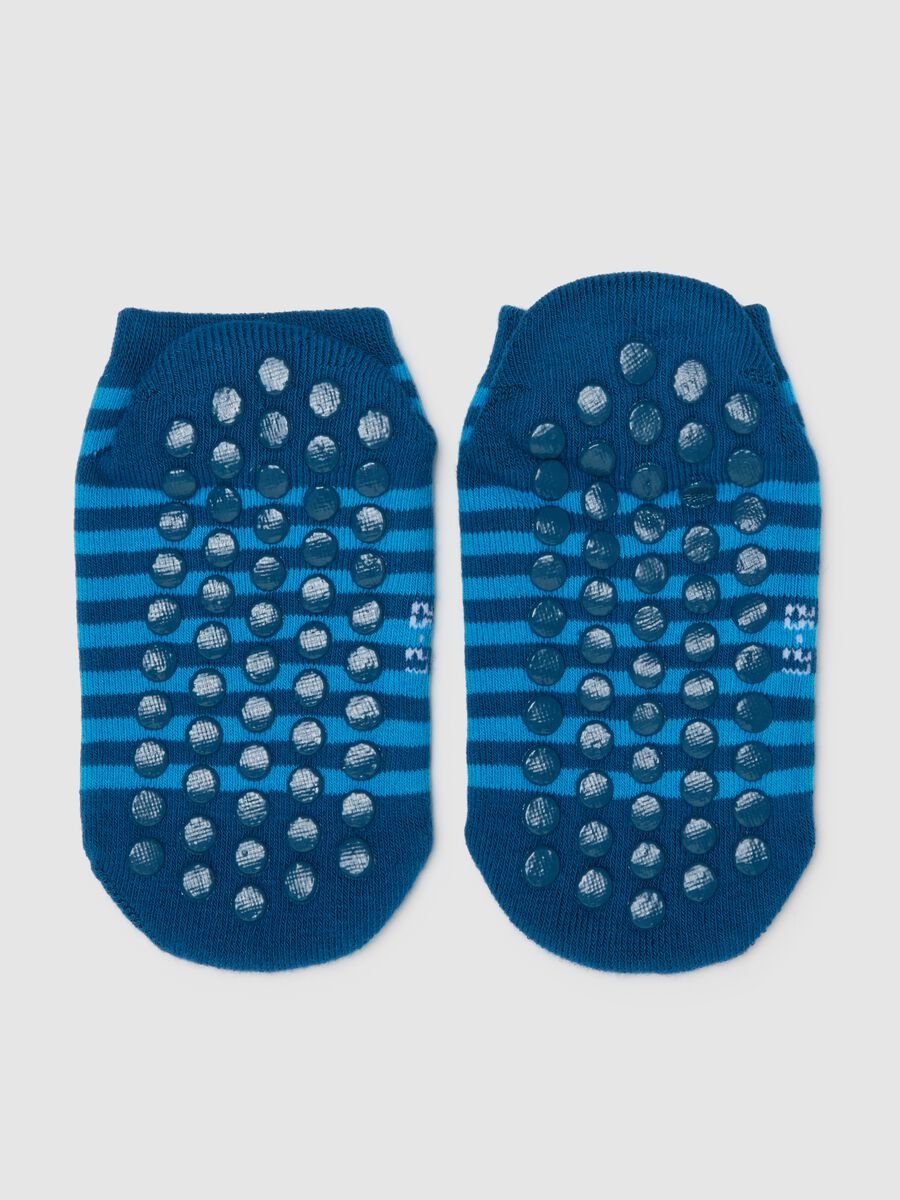 Children's multicolour striped anti-slip socks in cotton blend_2