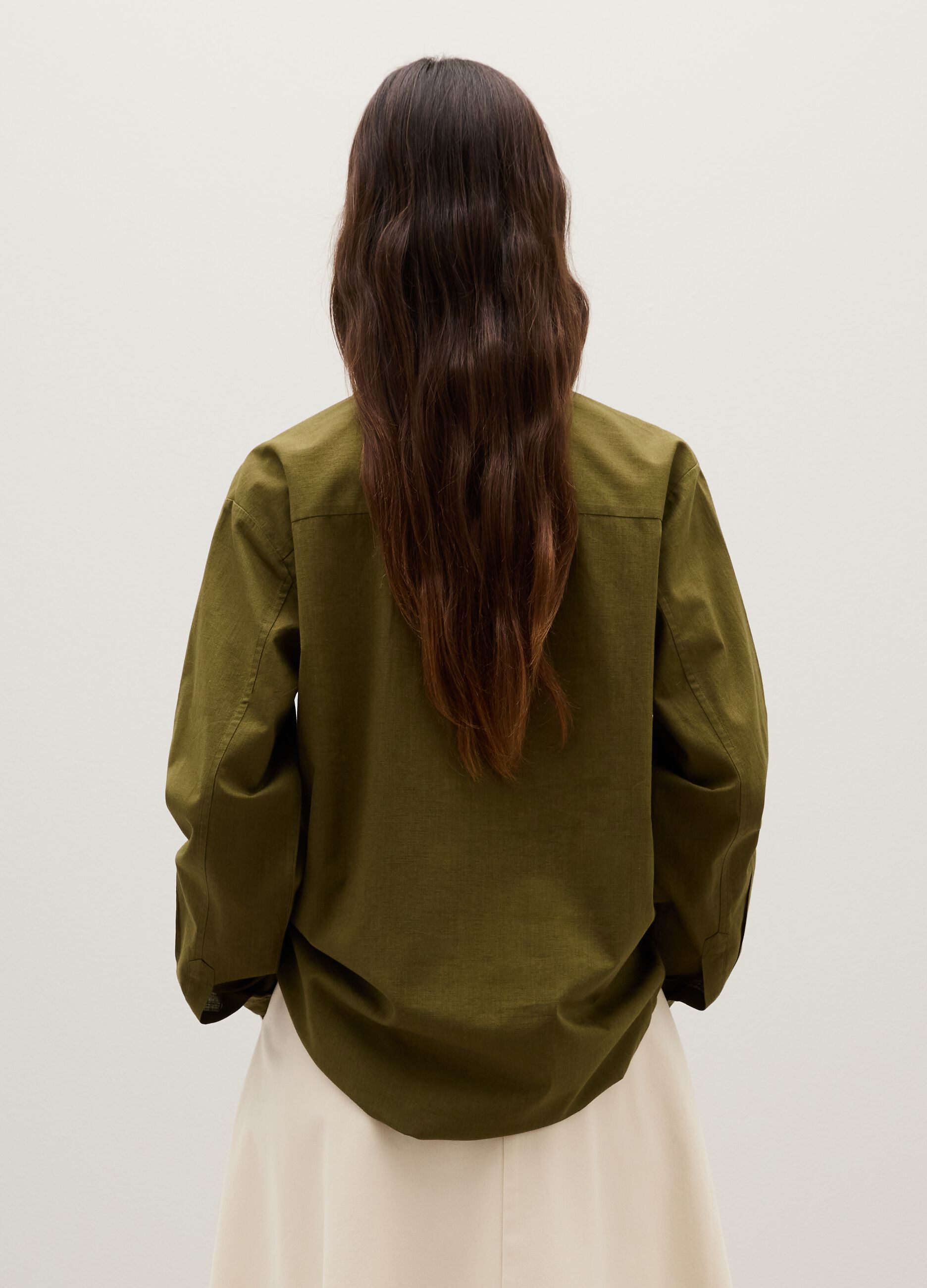 Oversized plain green cotton shirt