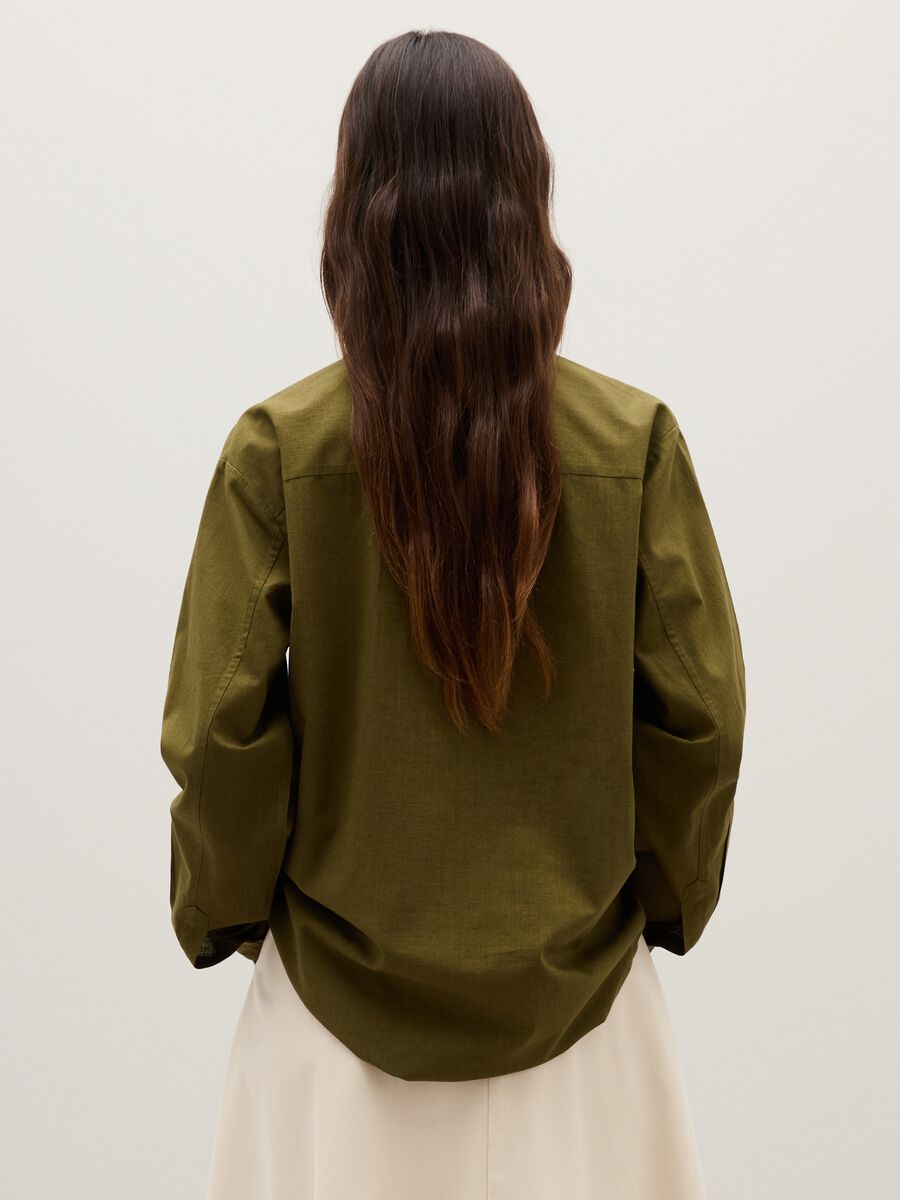 Oversized plain green cotton shirt_2