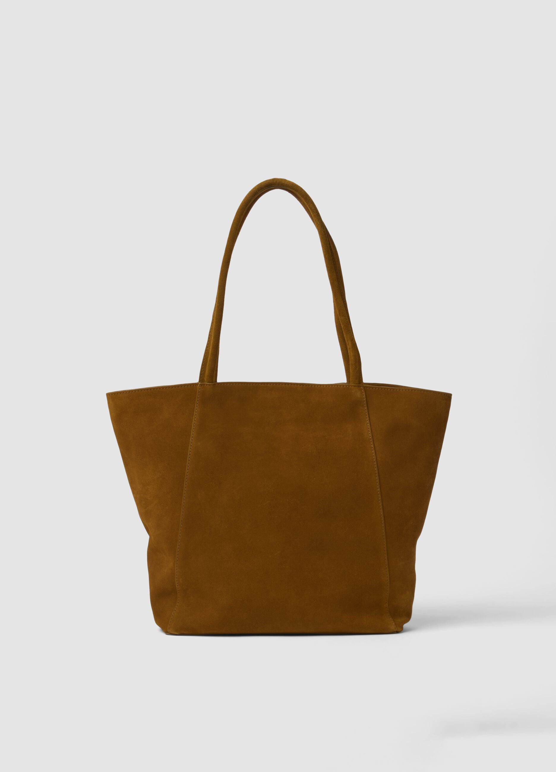 Borsa marrone in vera pelle con doppi manici