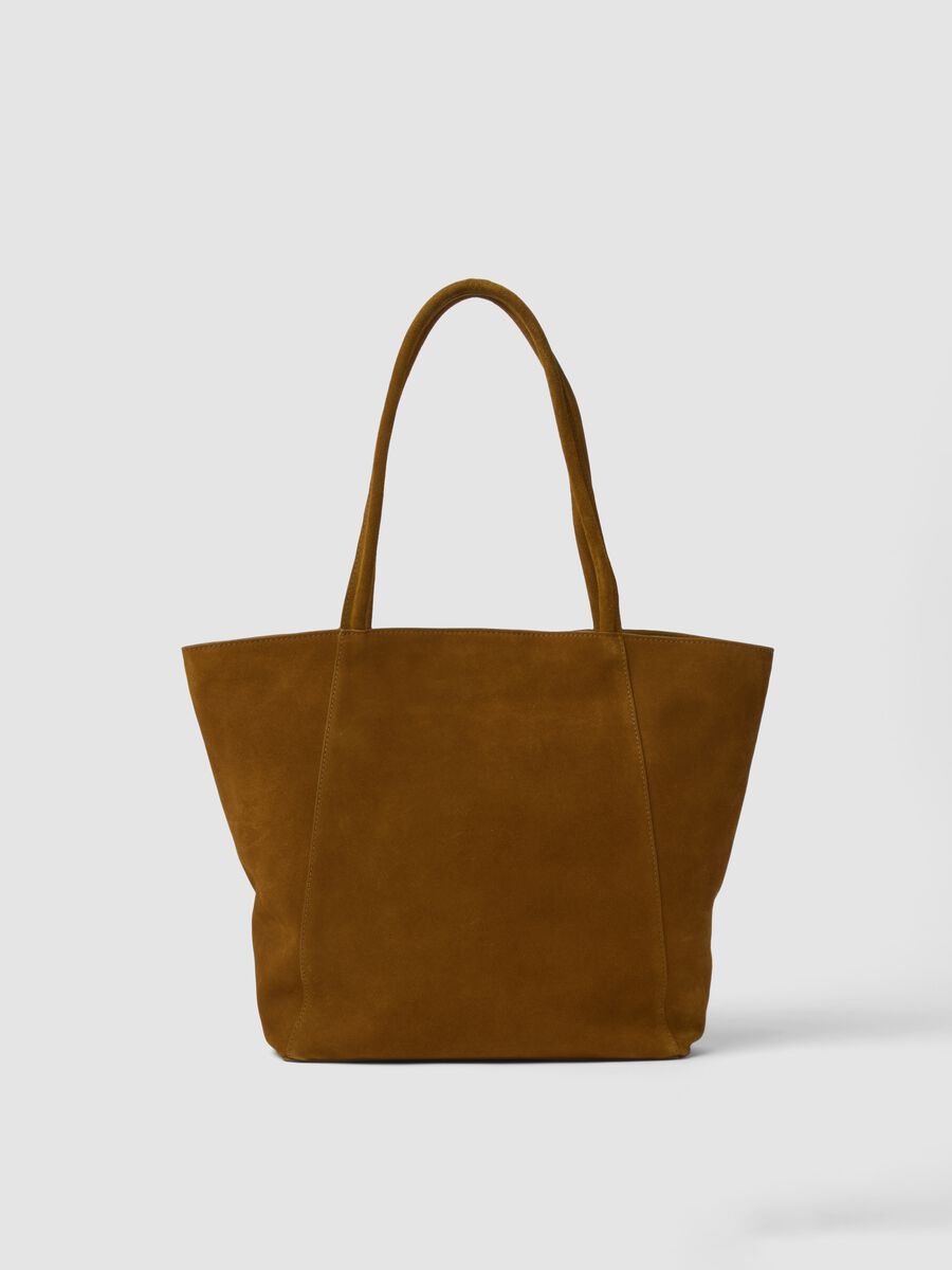 Brown genuine leather handbag with double handles_2