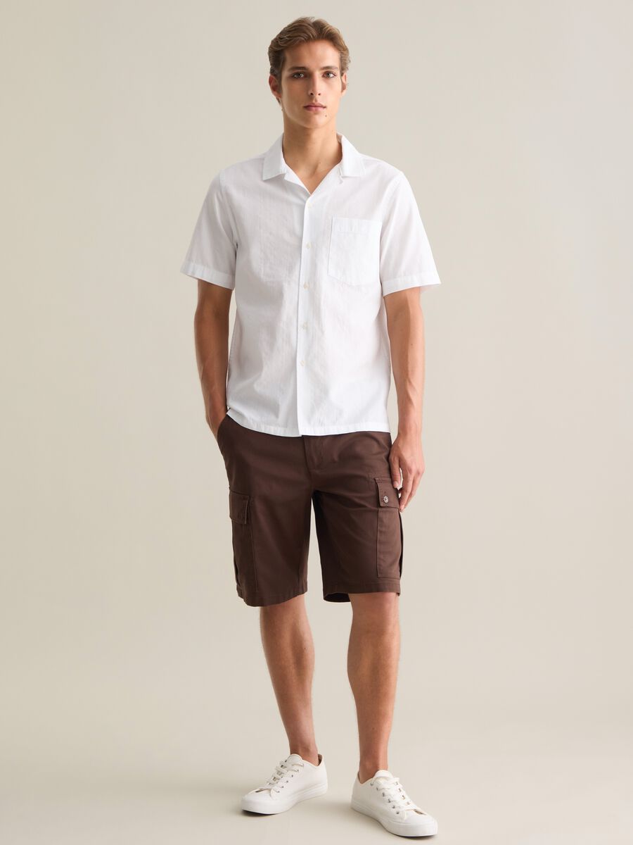Brown Cargo Shorts Piombo_0