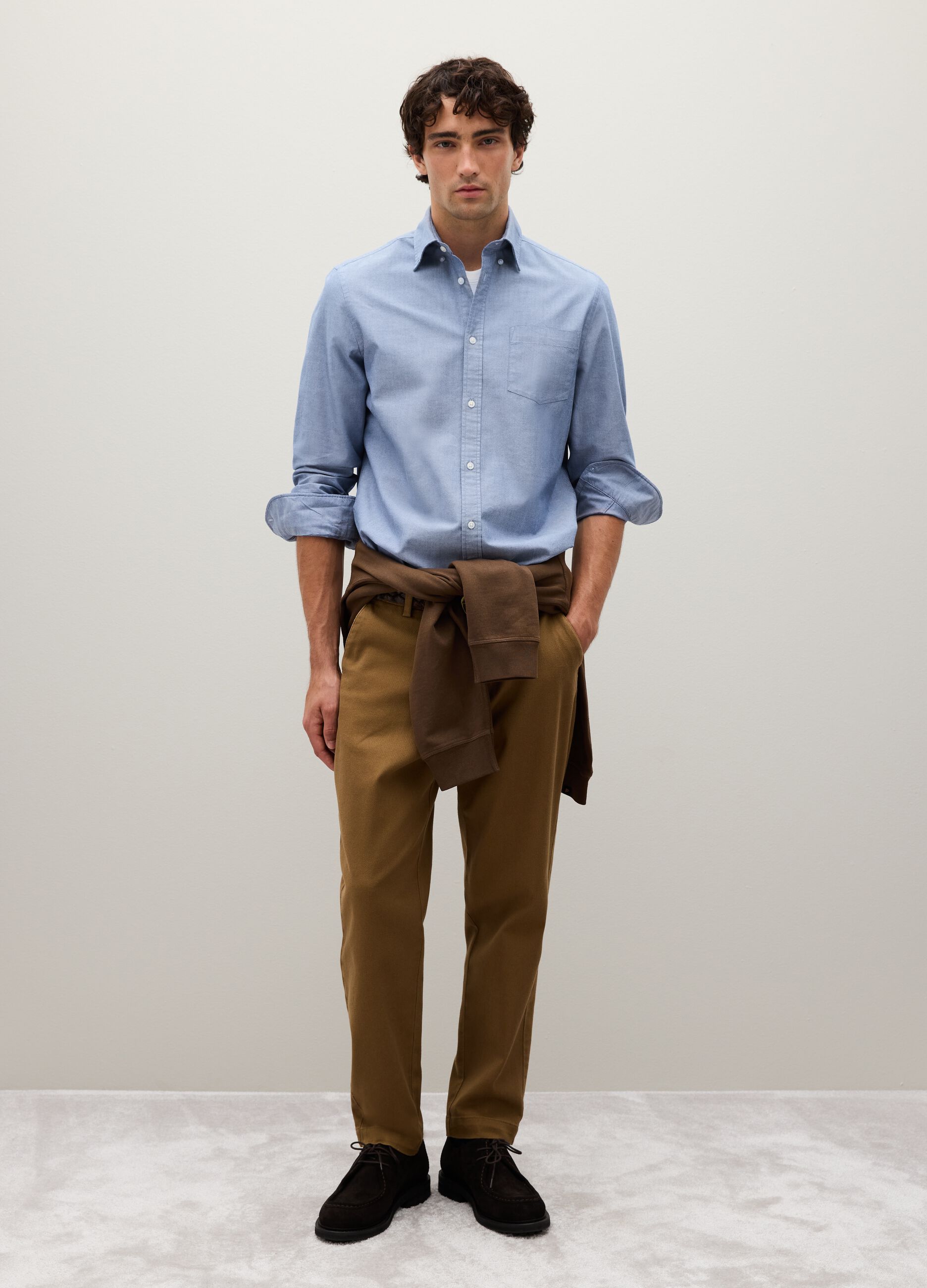 Oxford cotton shirt with button-down collar