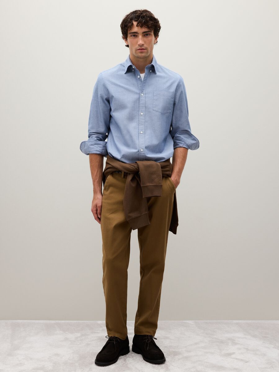 Oxford cotton shirt with button-down collar_1