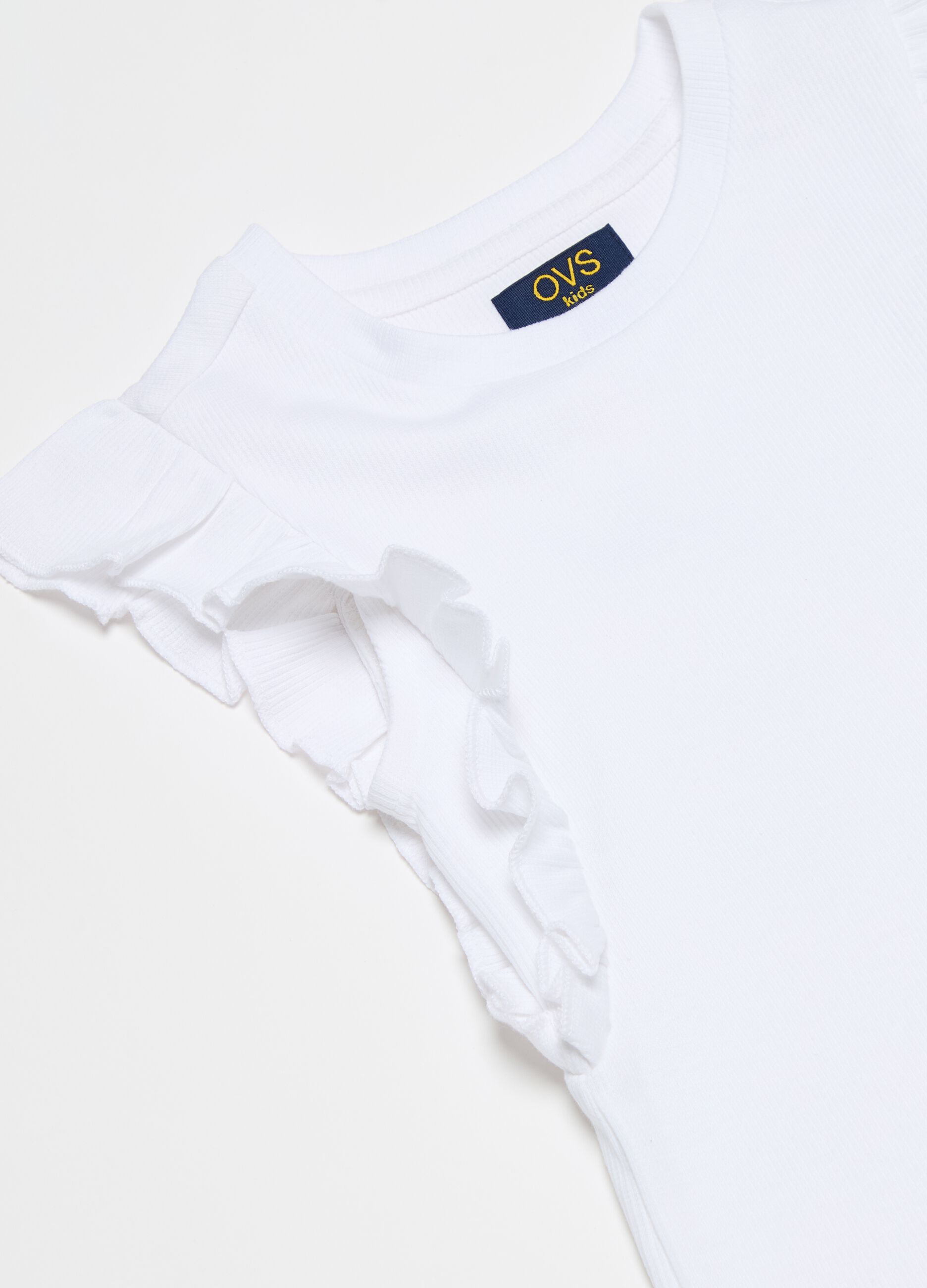 Ribbed T-shirt with flounce