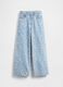 Pantaloni wide leg in denim floreale_3