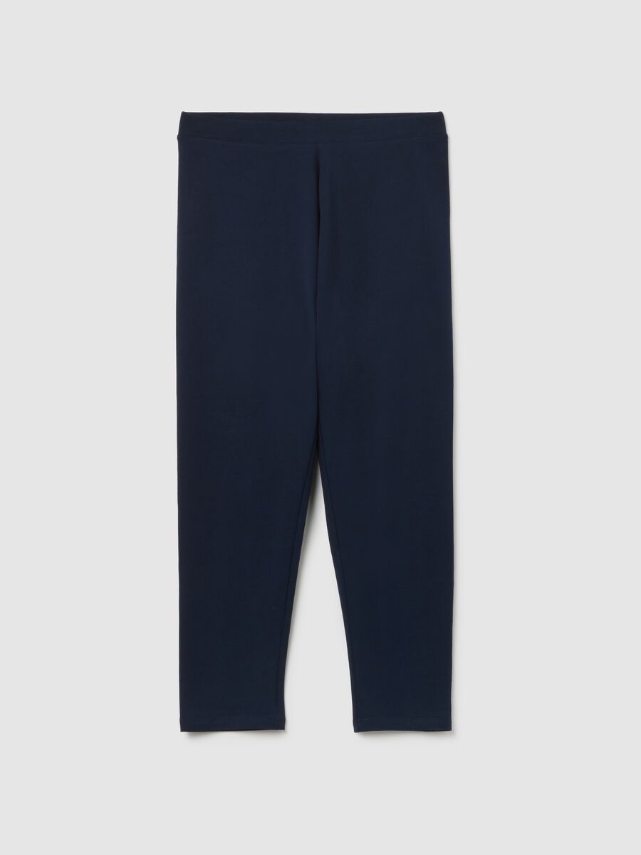 Women's blue elastic cotton leggings with regular fit_0