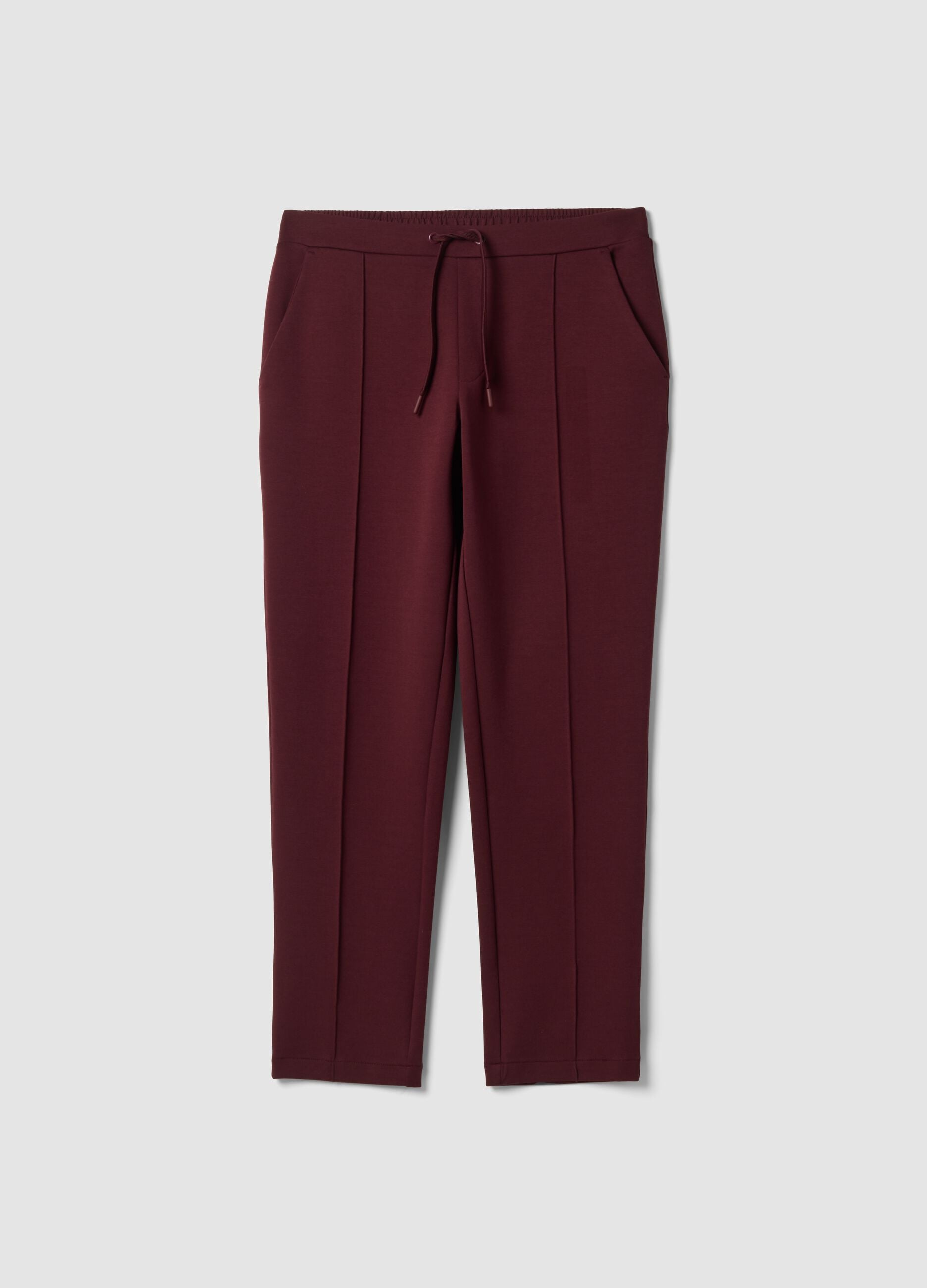 Red regular-fit stretch cotton trousers