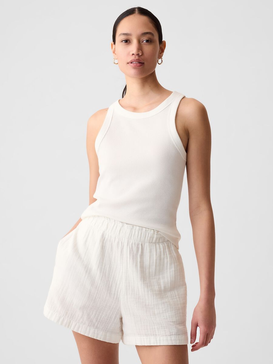 Ribbed tank top with halter neck_0