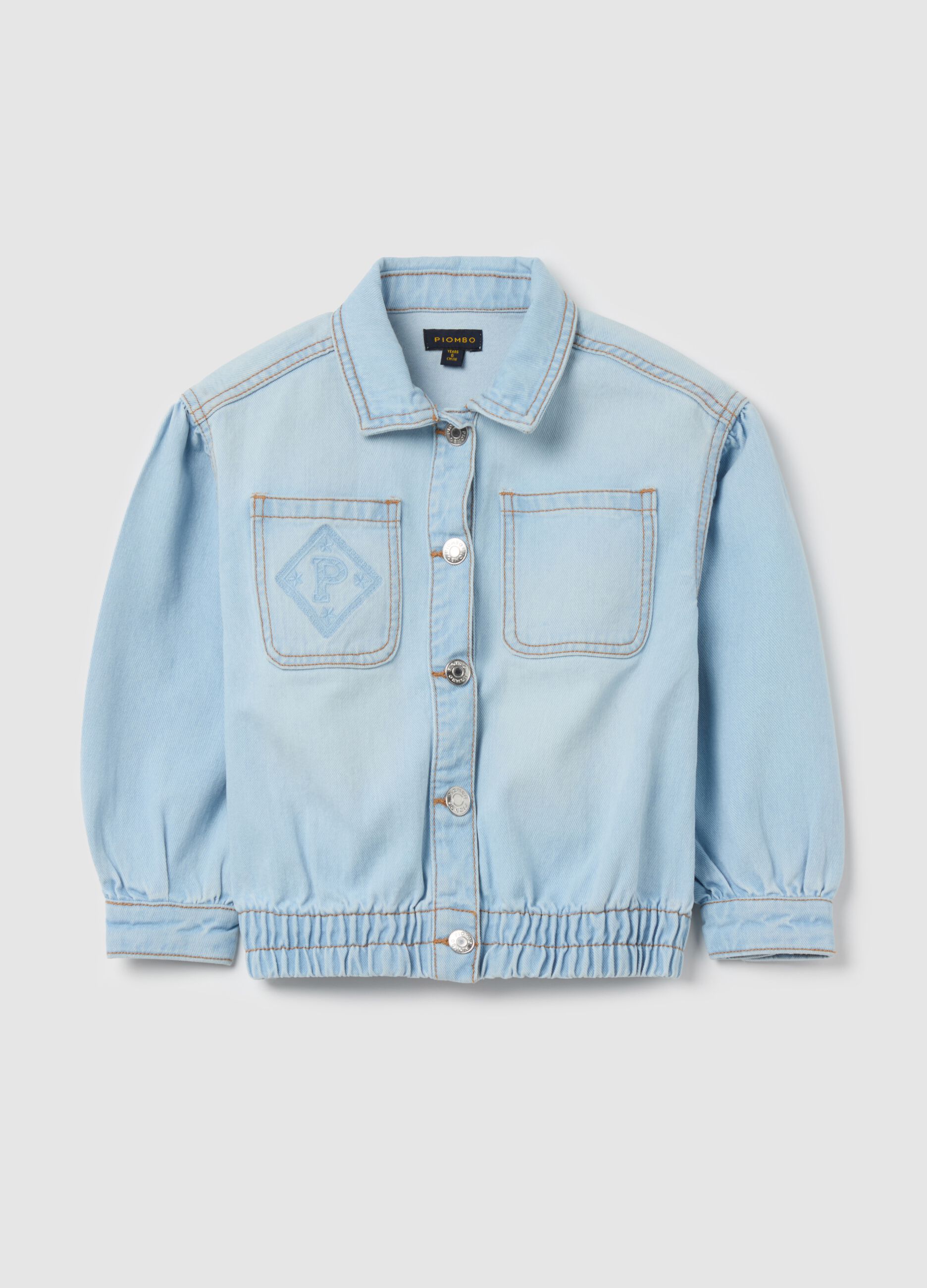 Denim jacket with pockets and logo embroidery
