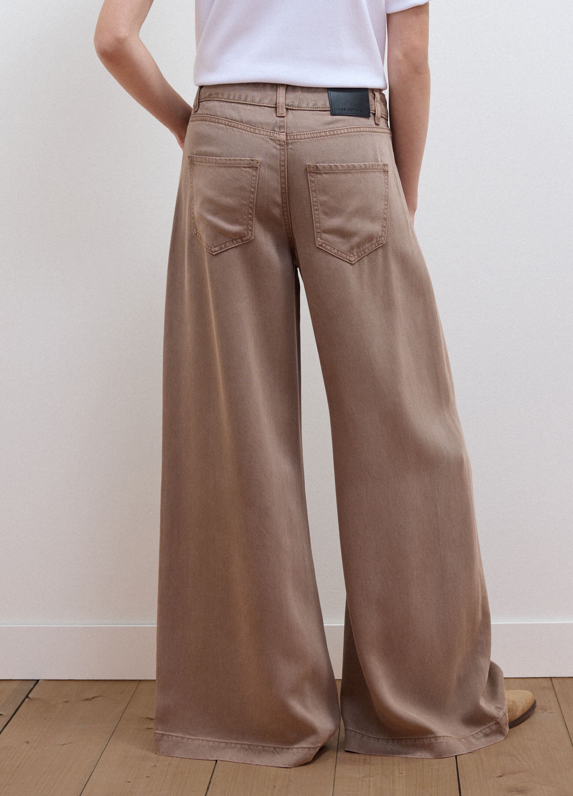 Brown wide-leg jeans in pure lyocell