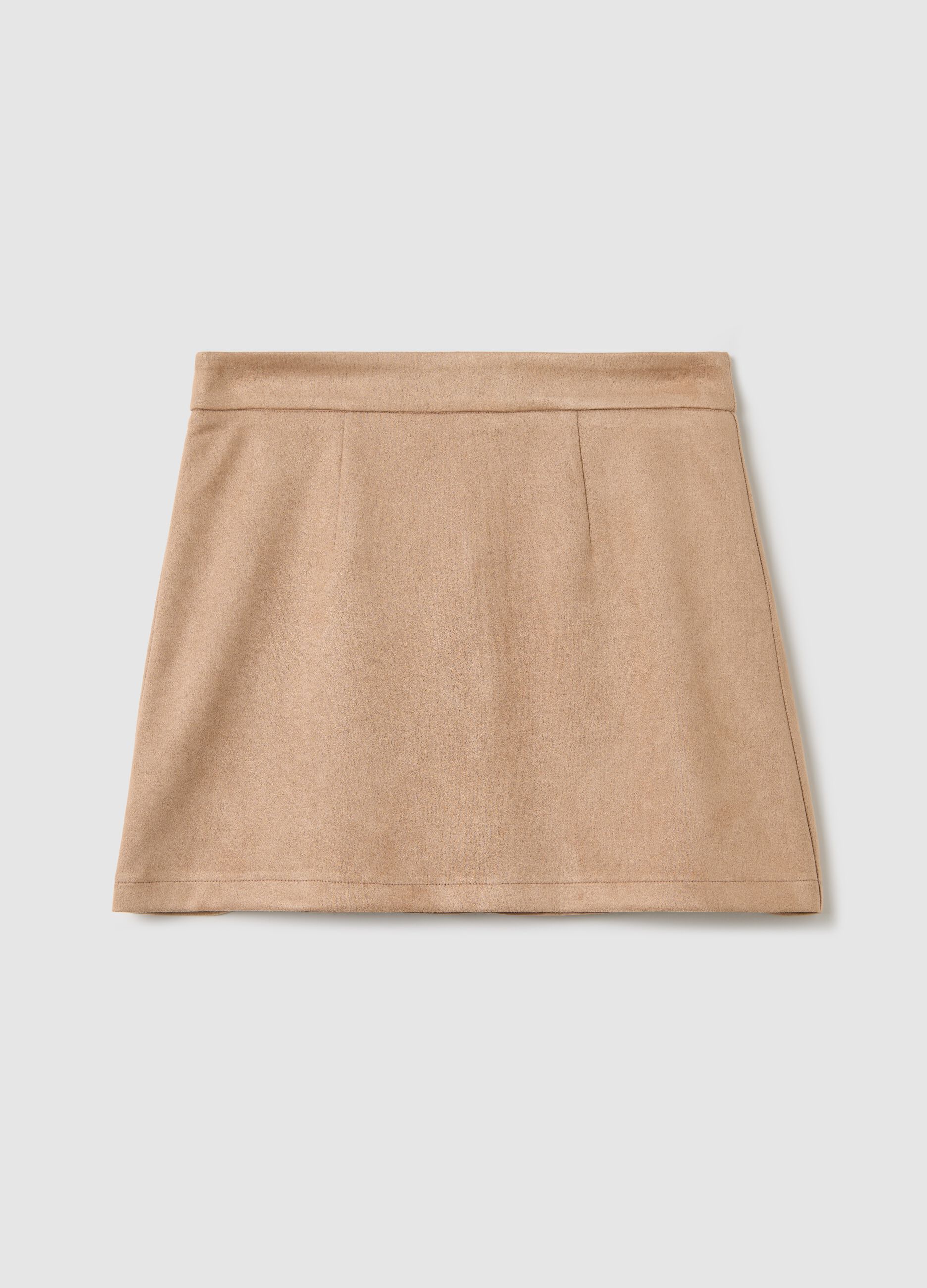 Beige suede miniskirt