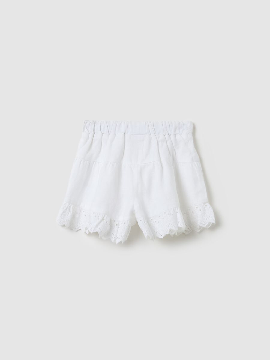 White pure cotton shorts with embroidered details Fagottino_1
