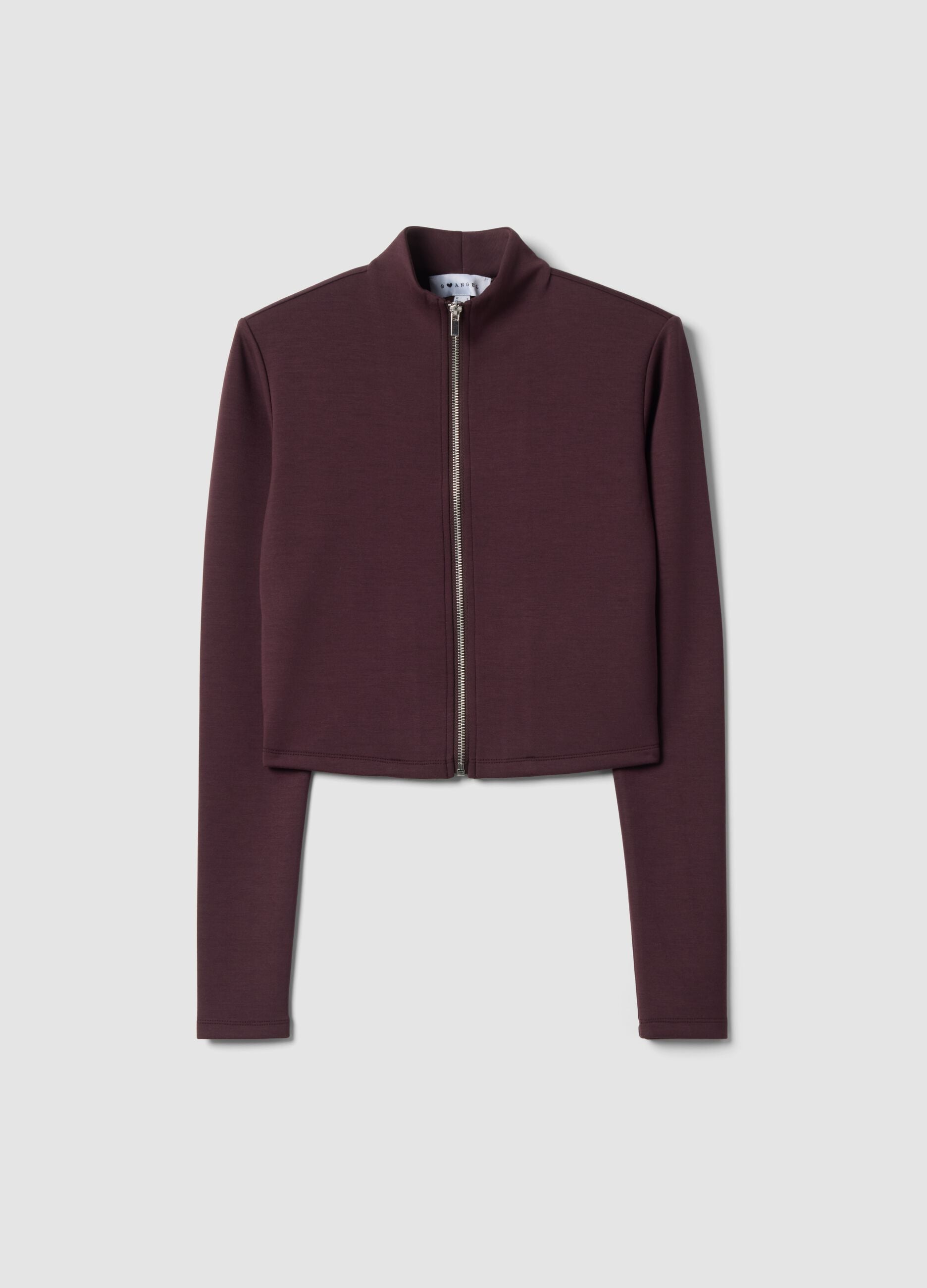 Purple fitted stretch-modal sweatshirt with high neck