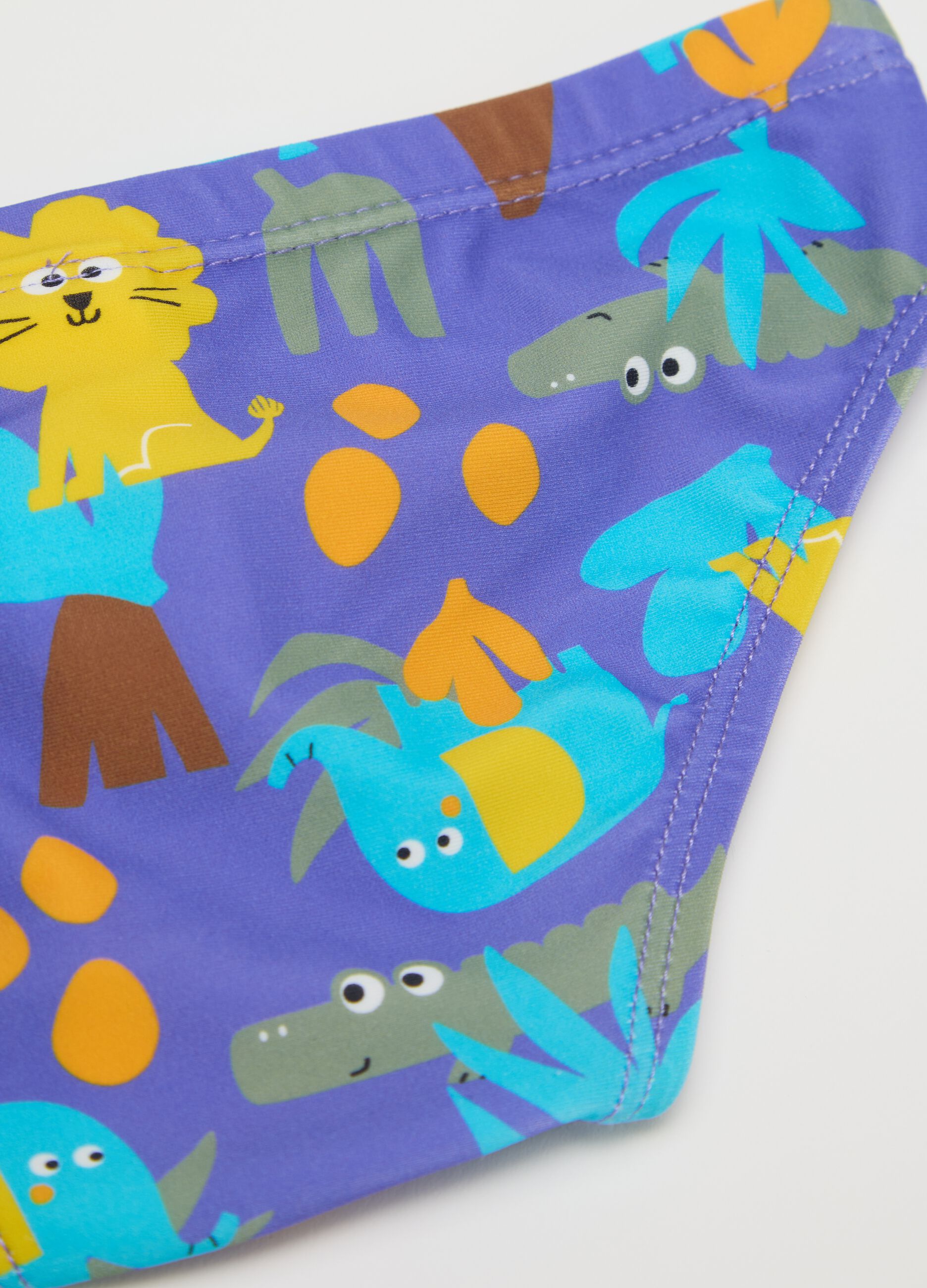Boys’ swim briefs in multicoloured stretch fabric